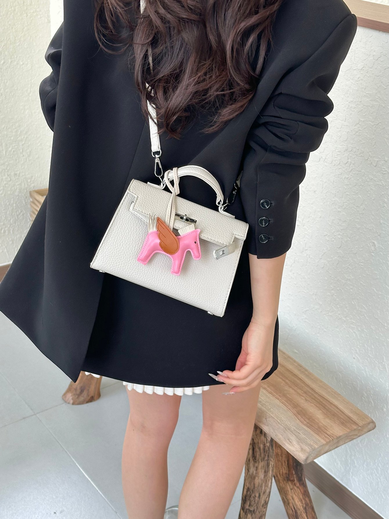 Off White Flap Crossbody Bag