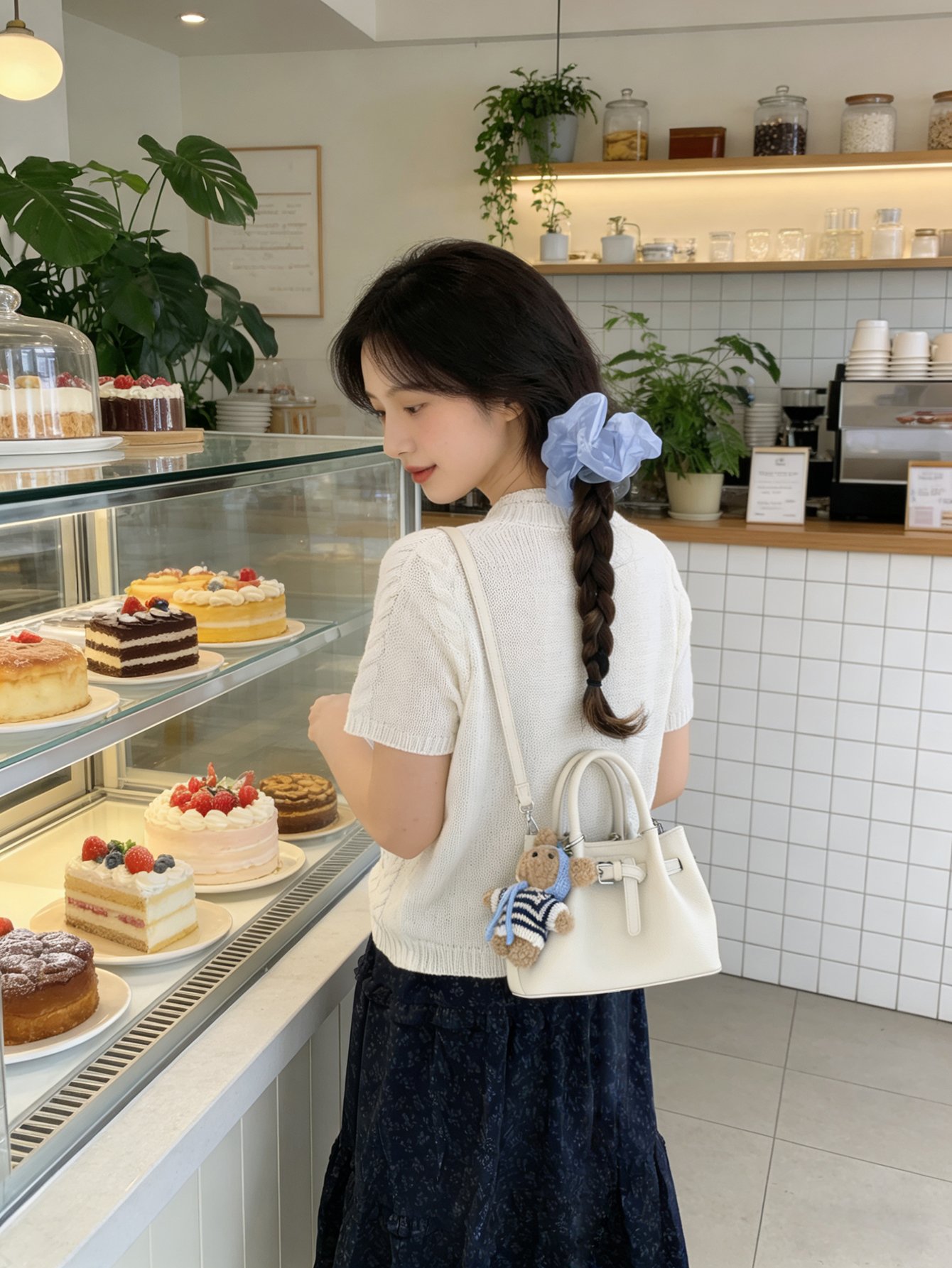 Off-White Crossbody Bag with Teddy Charm