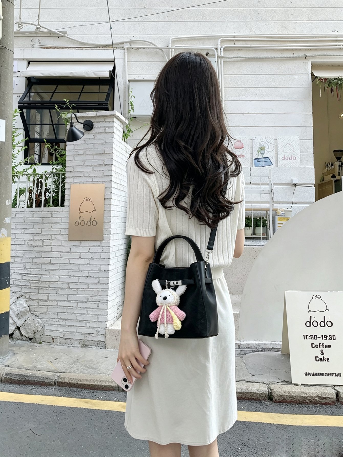 Black Tote Bag with Detachable Shoulder Strap