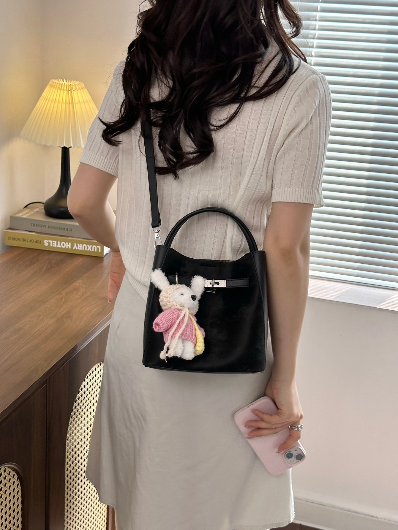Black Tote Bag with Detachable Shoulder Strap