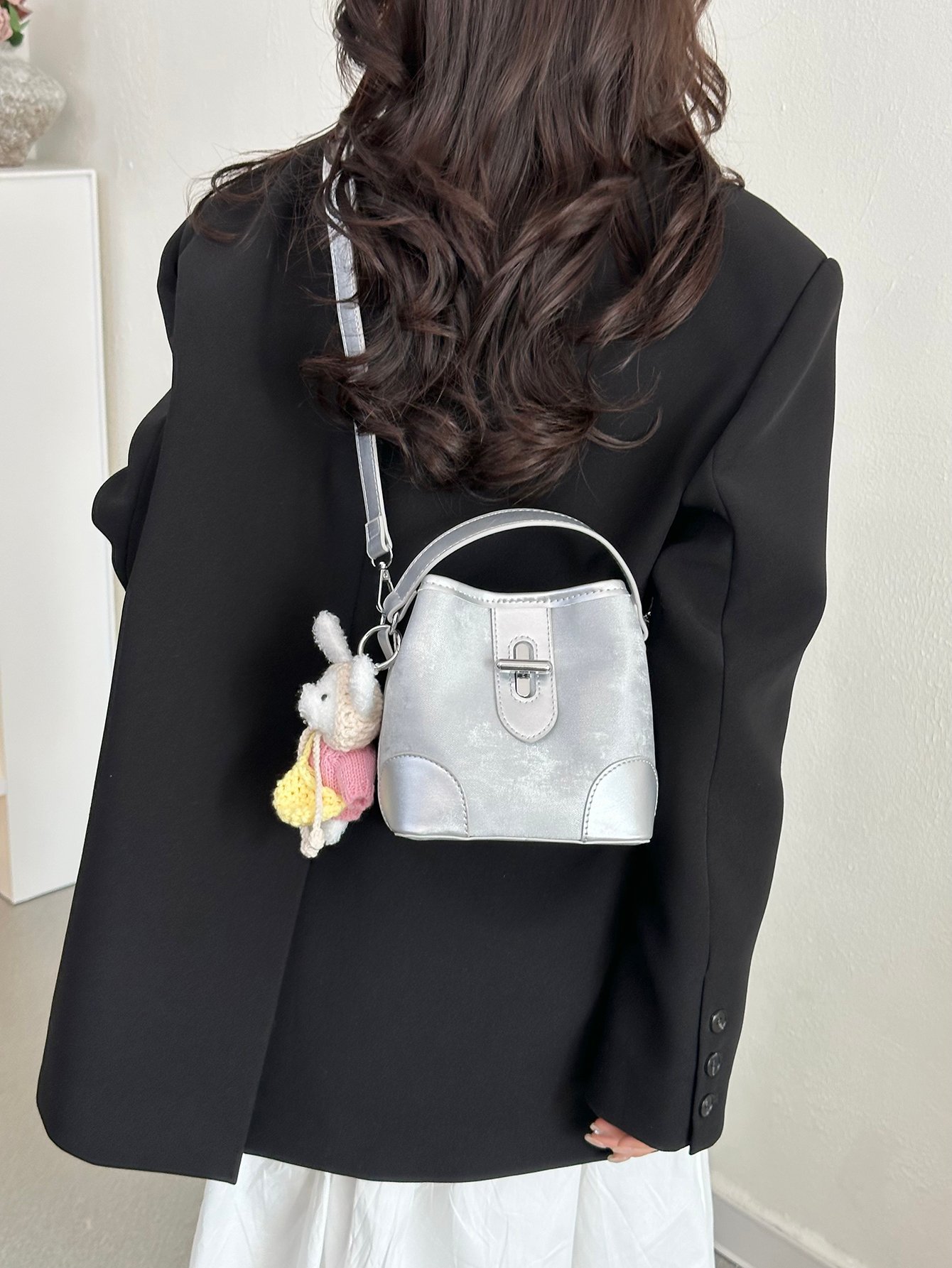Silver Crossbody Bag with Adjustable Strap