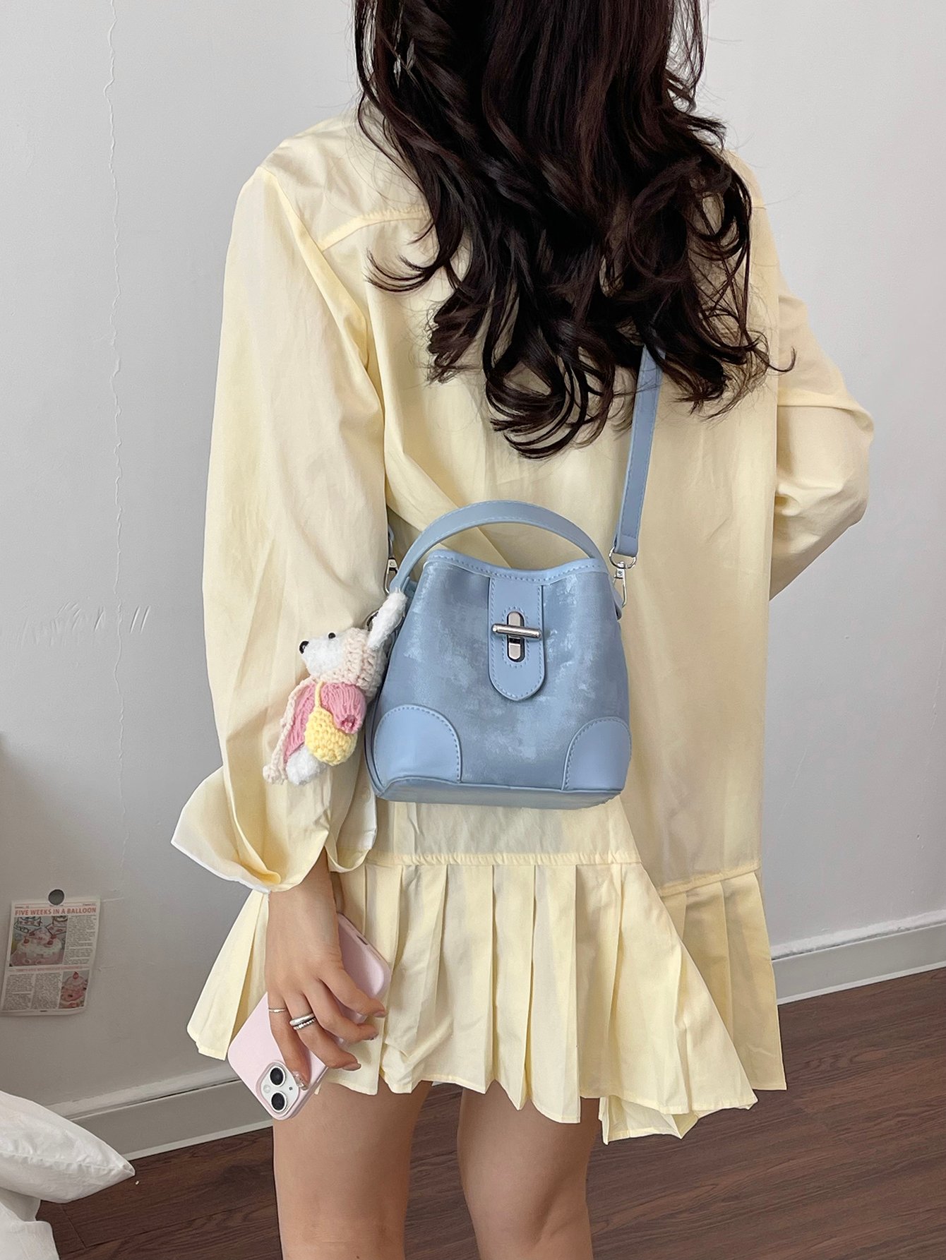 Sky Blue Mini Tote Crossbody Bag