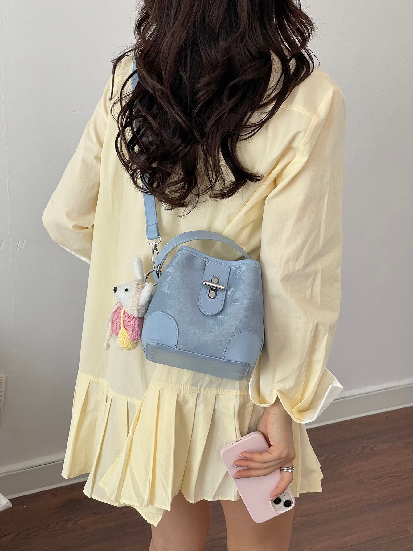 Sky Blue Mini Tote Crossbody Bag
