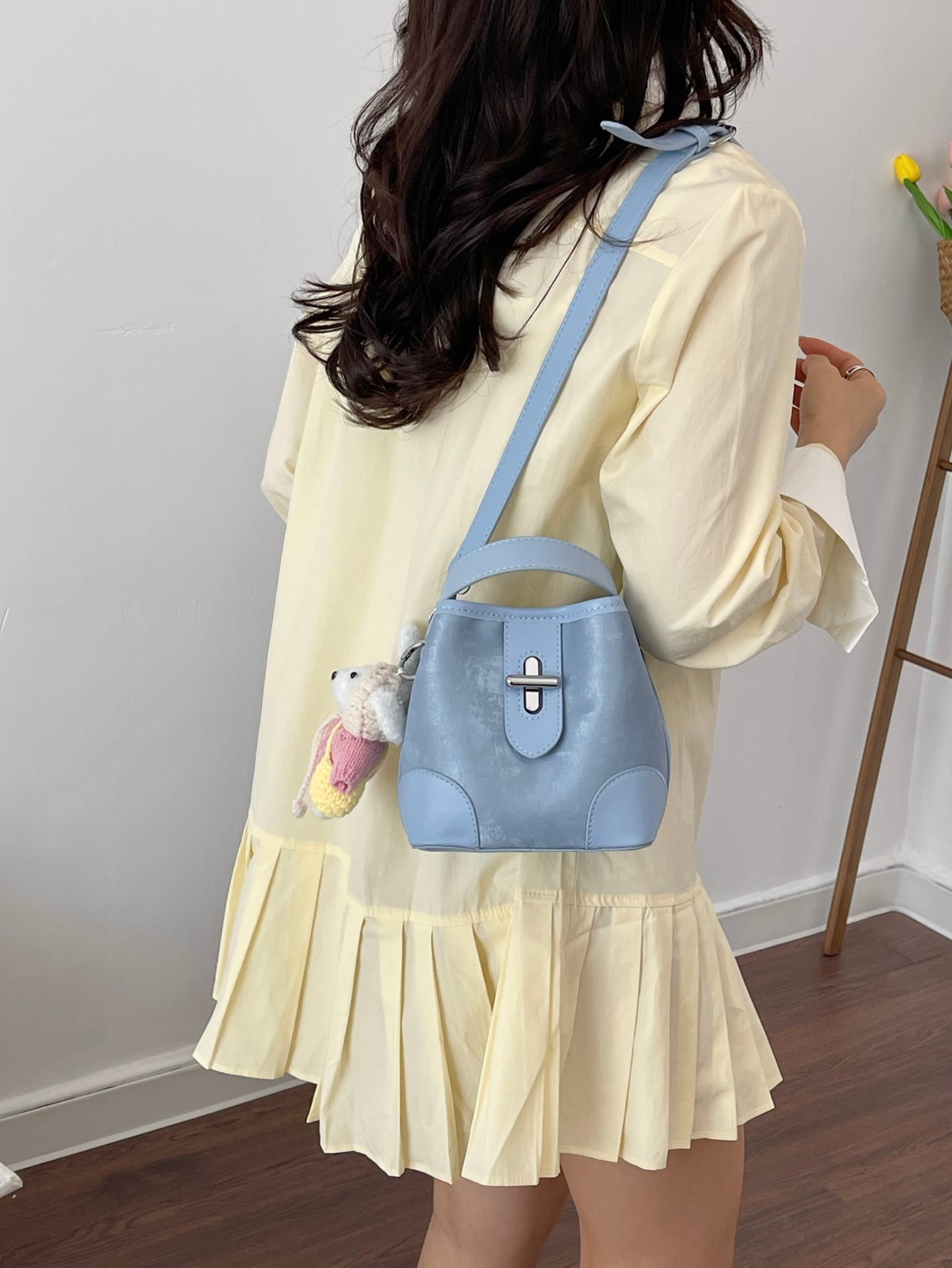 Sky Blue Mini Tote Crossbody Bag