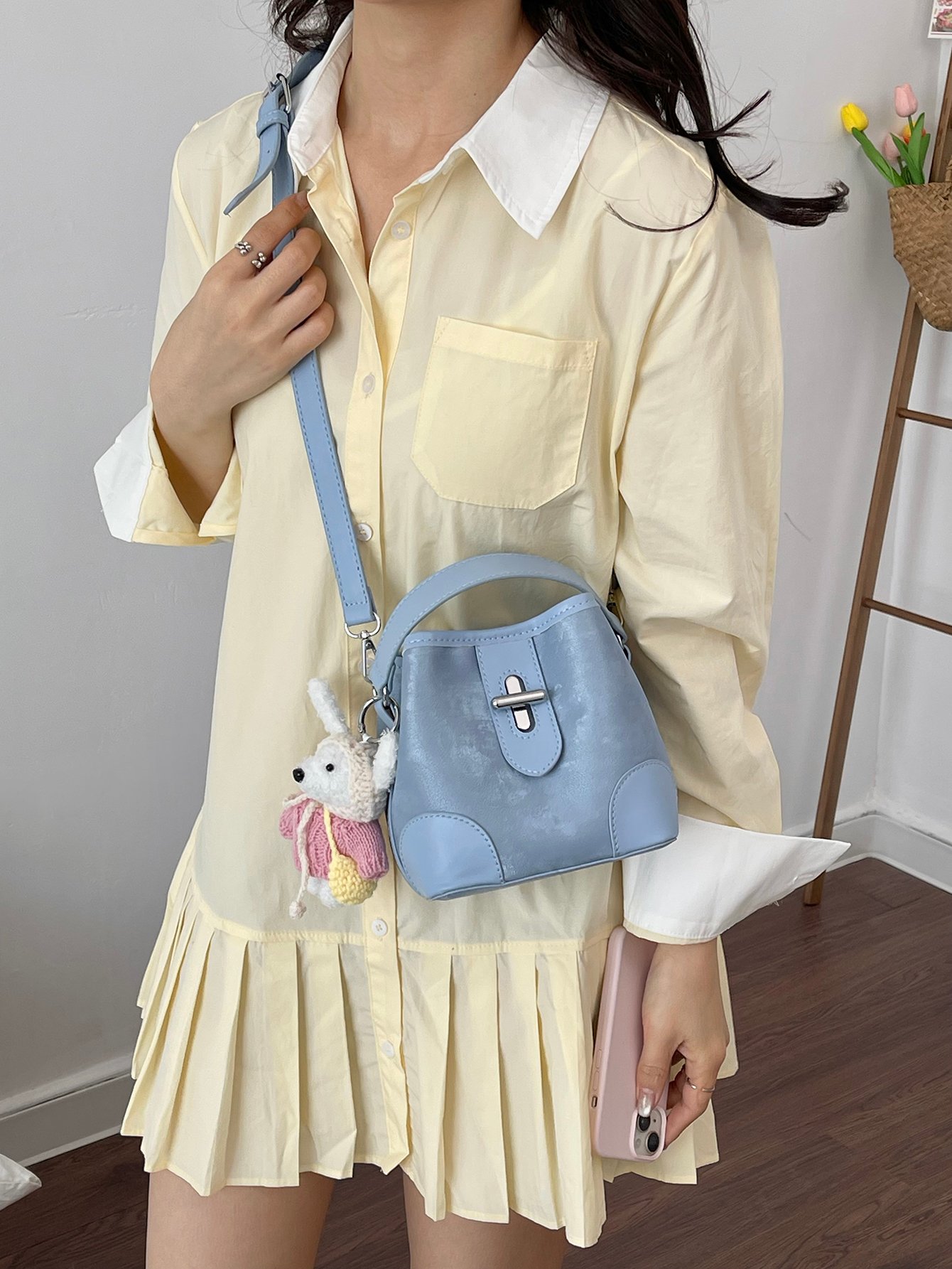 Sky Blue Mini Tote Crossbody Bag