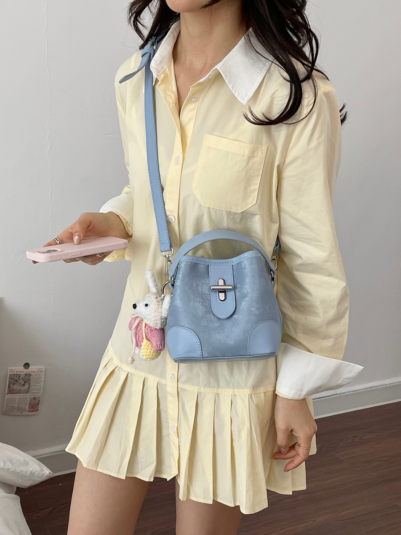 Sky Blue Mini Tote Crossbody Bag