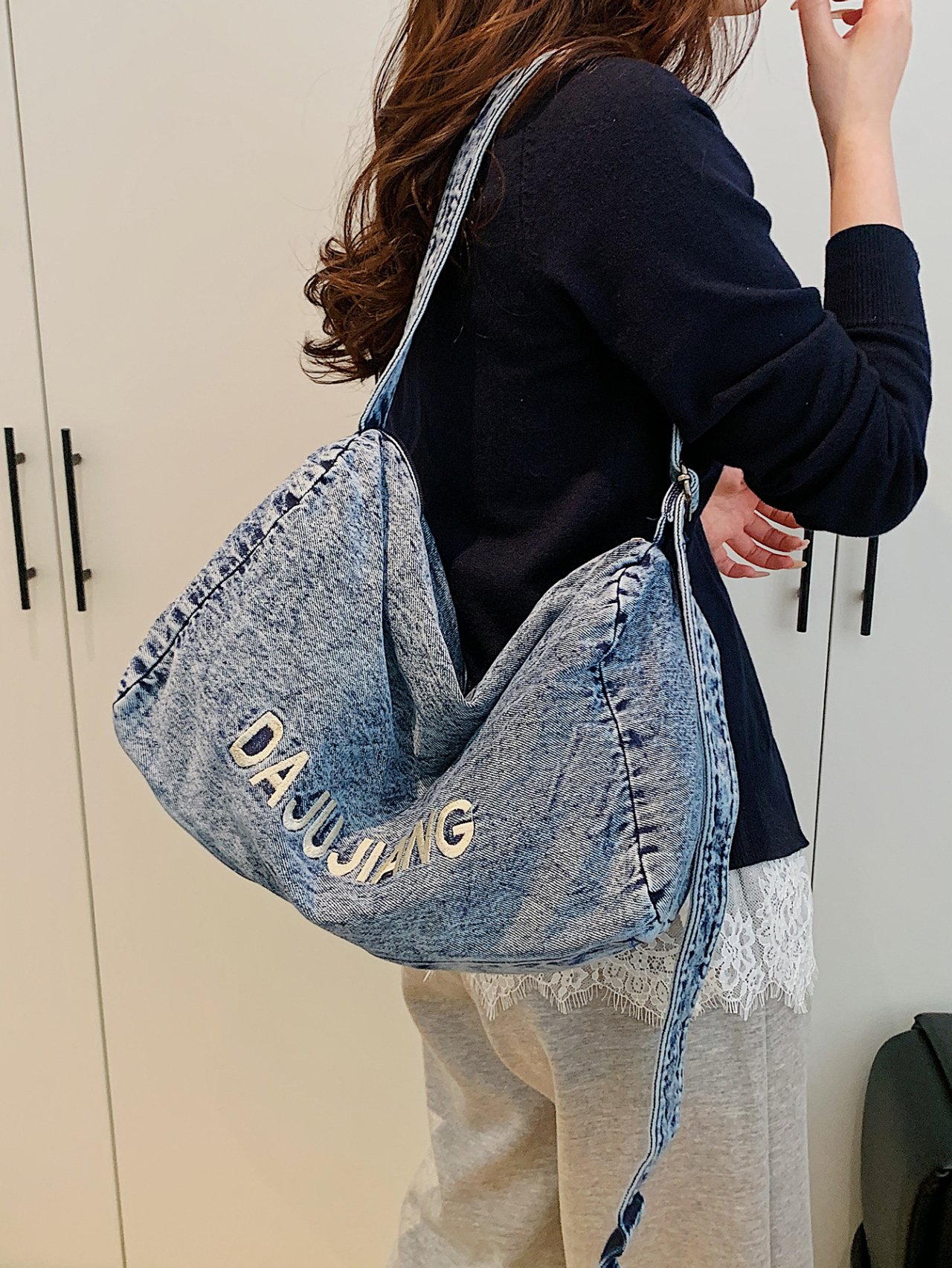 Denim Washed Blue Tote Shoulder Bag