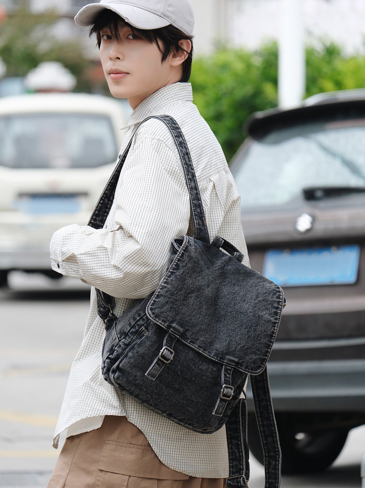 Black Denim Backpack