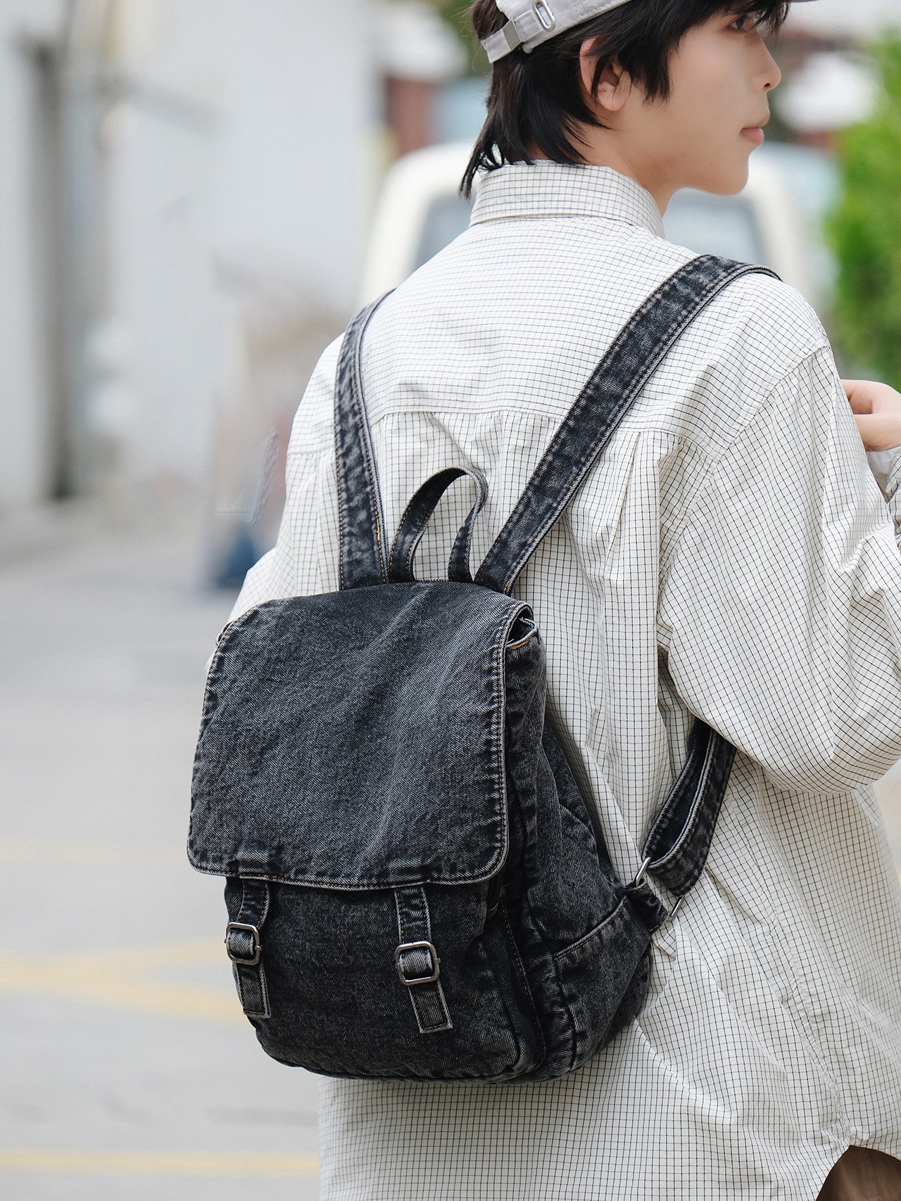 Black Denim Backpack