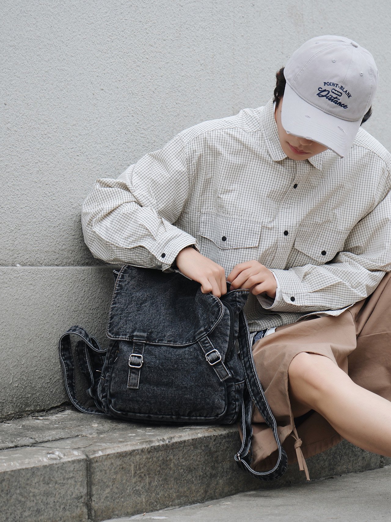 Black Denim Backpack