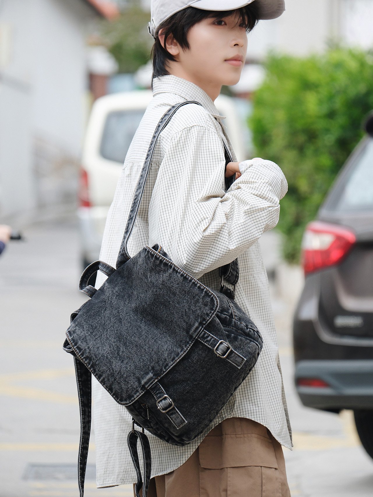 Black Denim Backpack