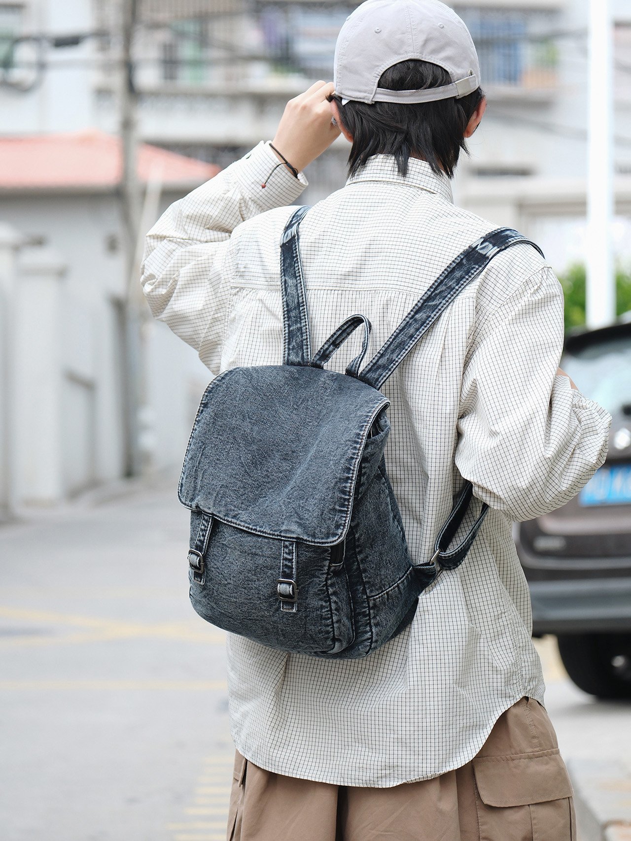 Denim Blue Casual Backpack