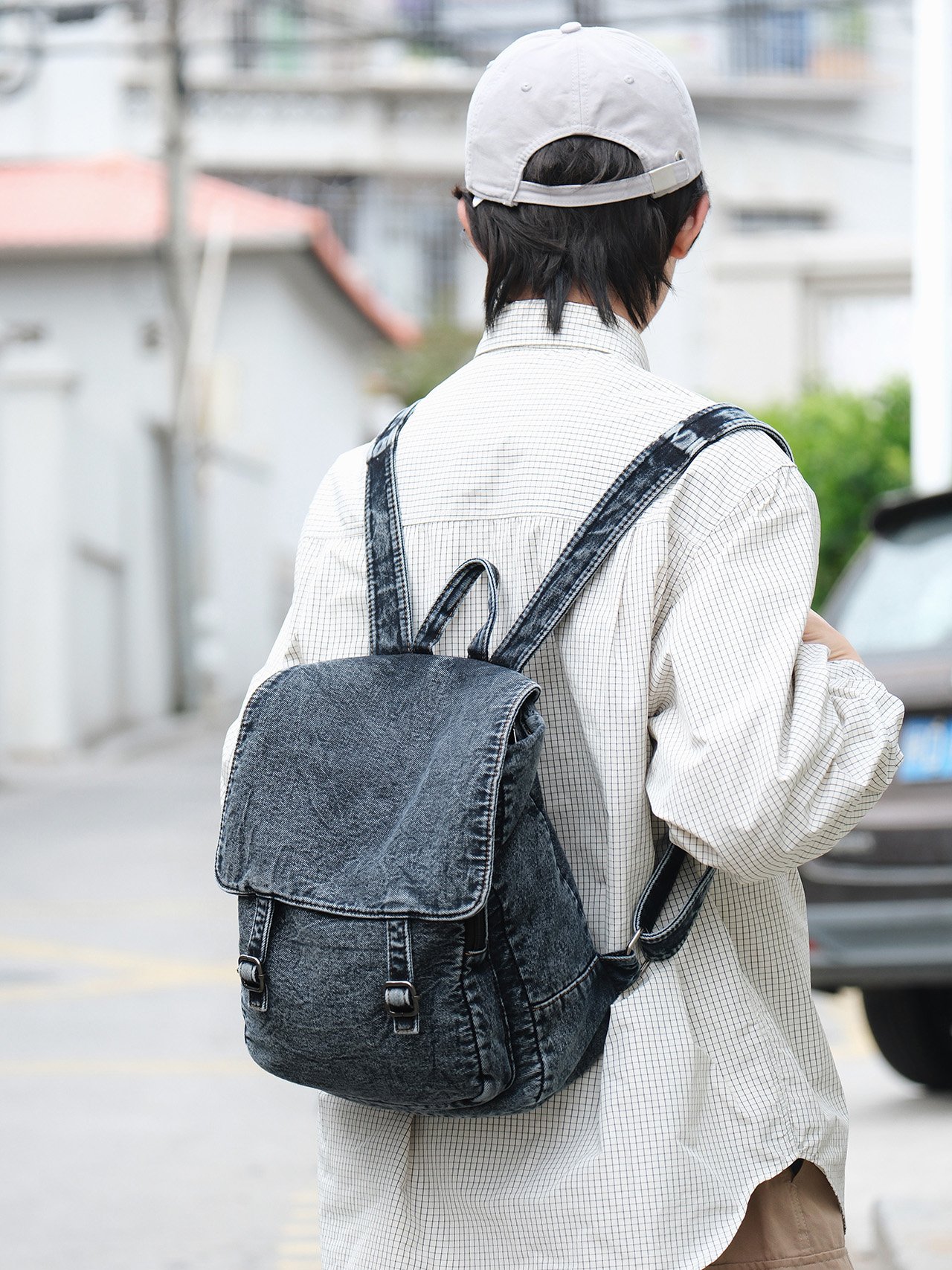 Denim Blue Casual Backpack