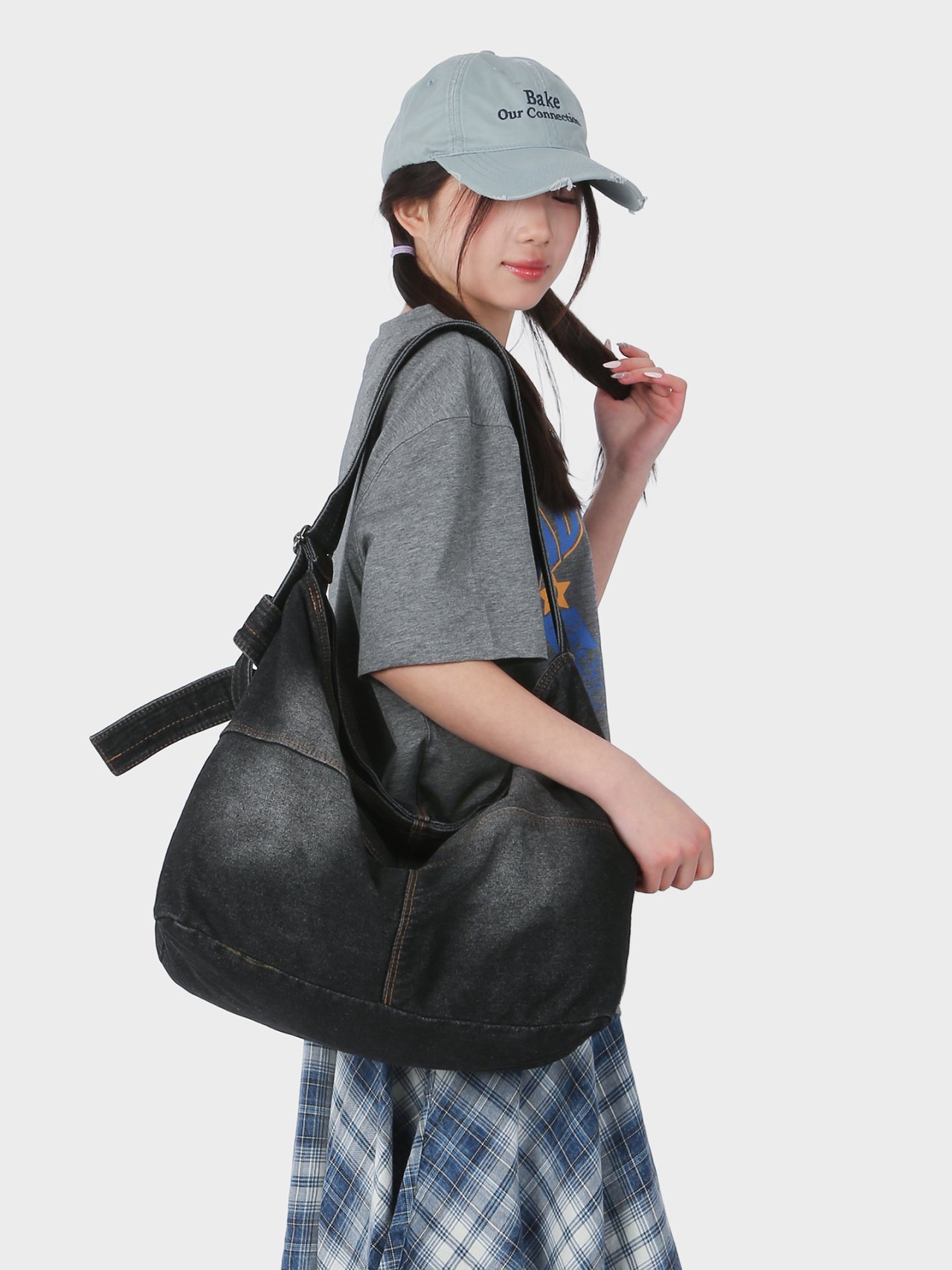 Black Denim Shoulder Bag