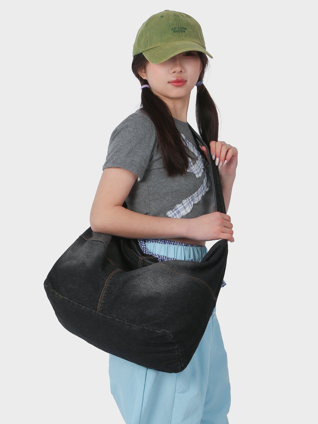 Black Denim Shoulder Bag