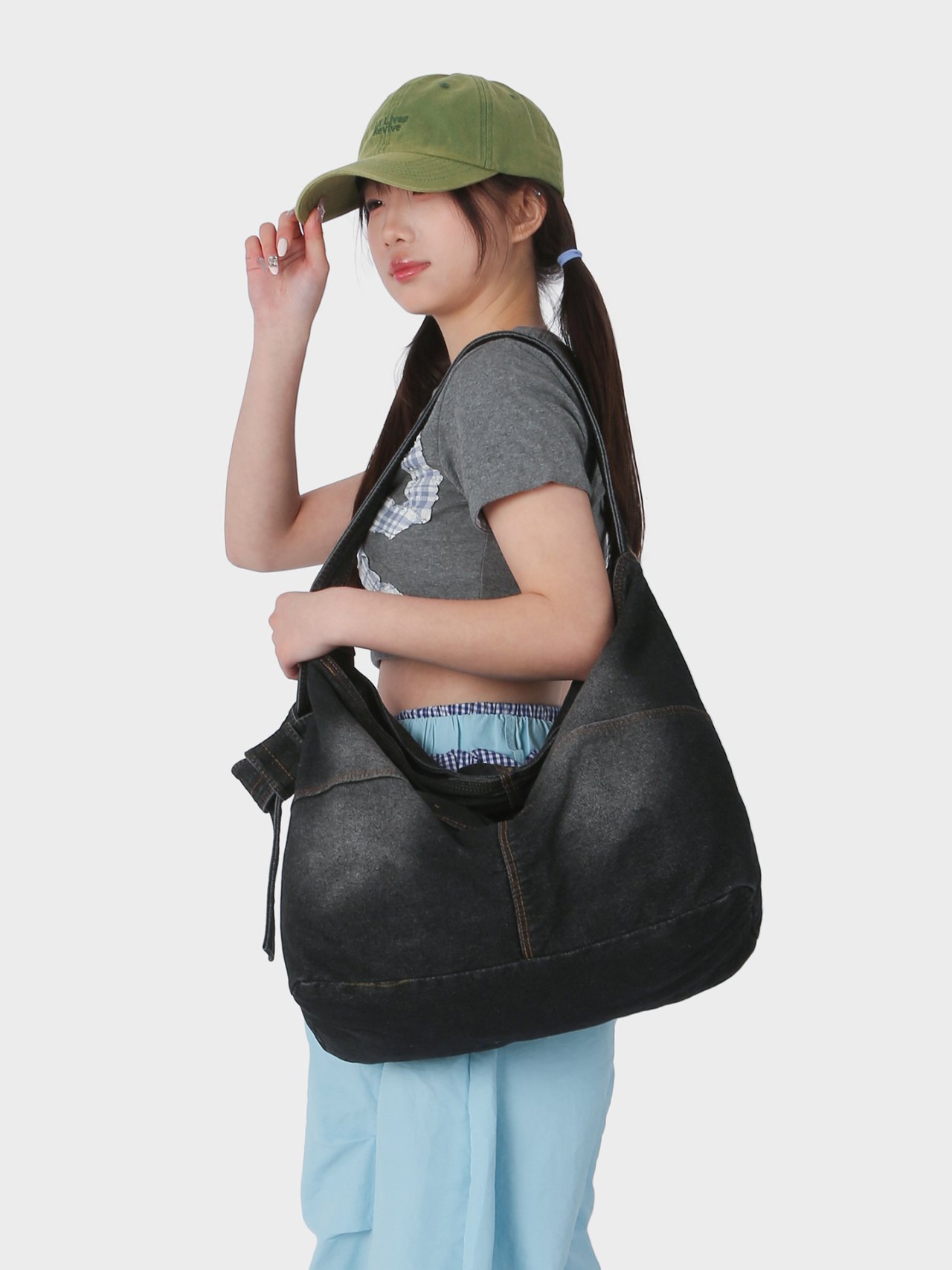 Black Denim Shoulder Bag