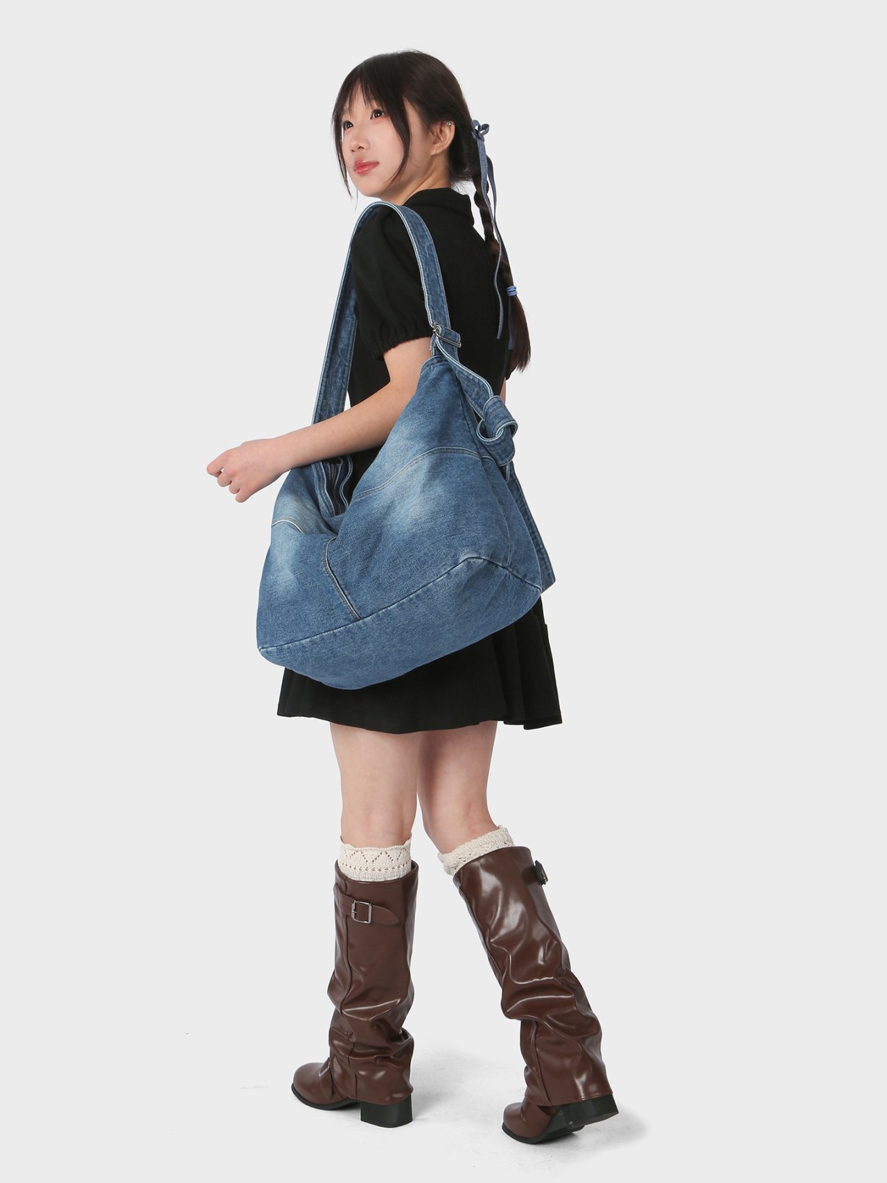 Blue Denim Hobo Shoulder Bag