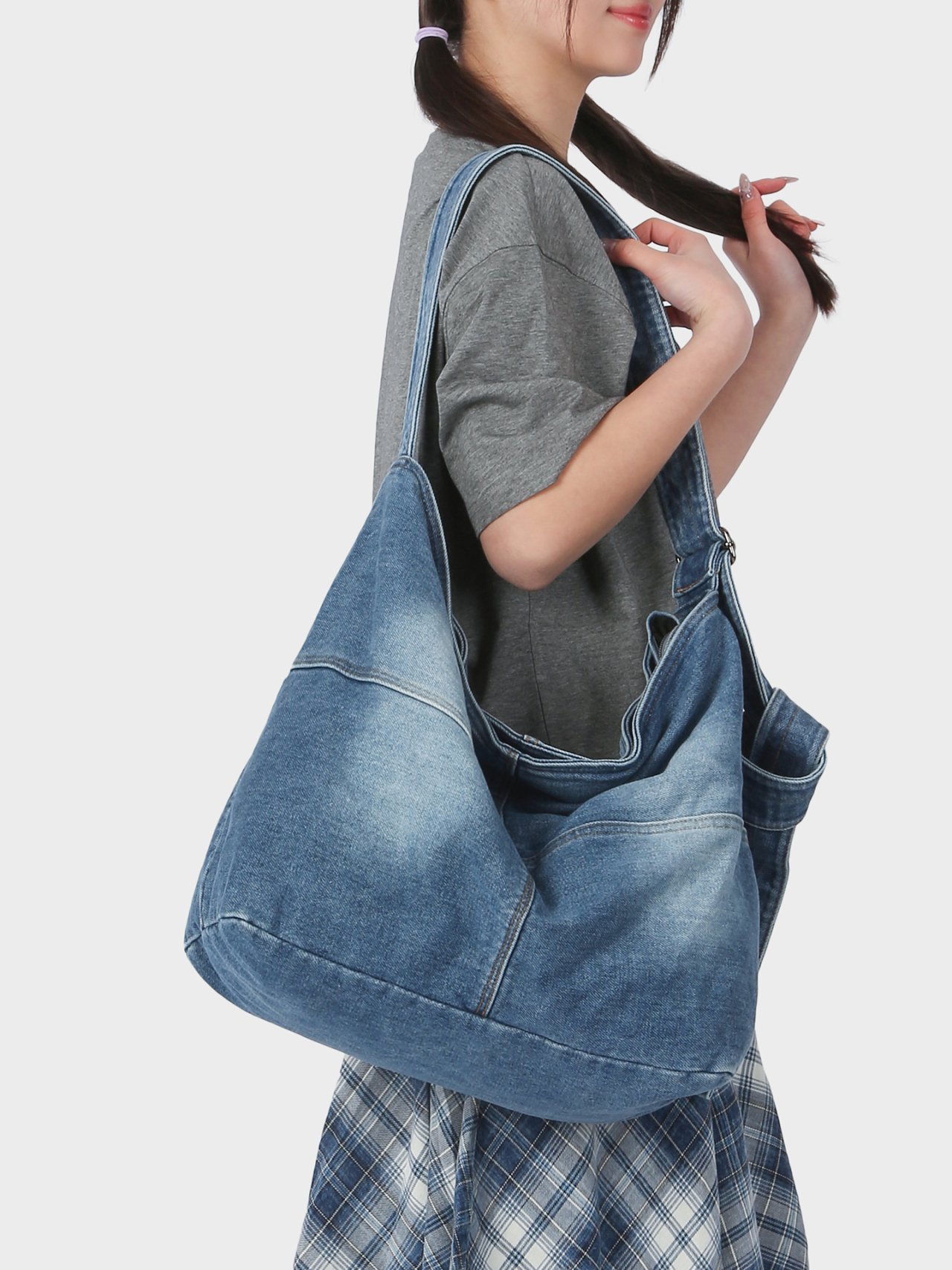 Blue Denim Hobo Shoulder Bag
