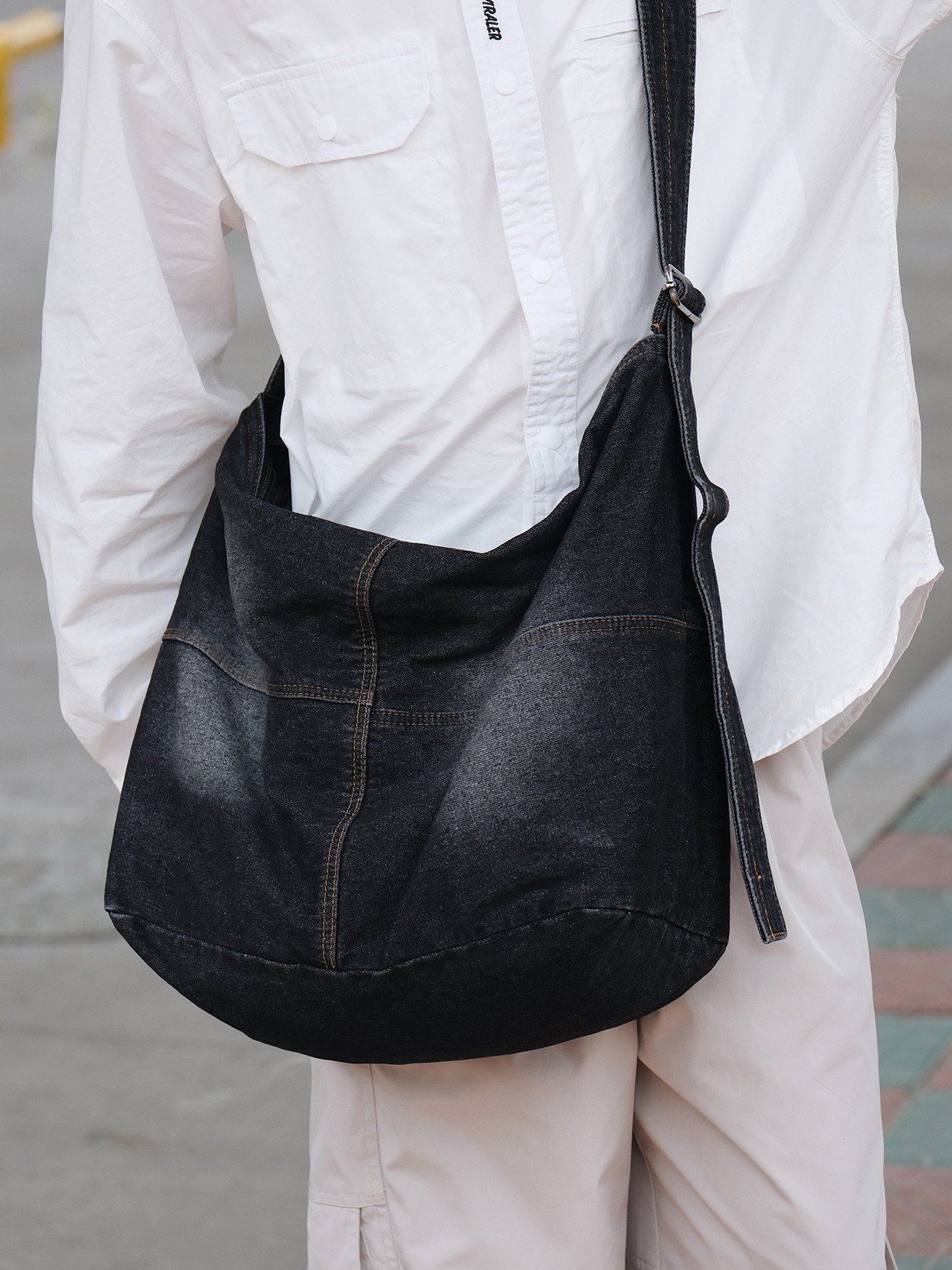 Black Denim Crossbody Bag