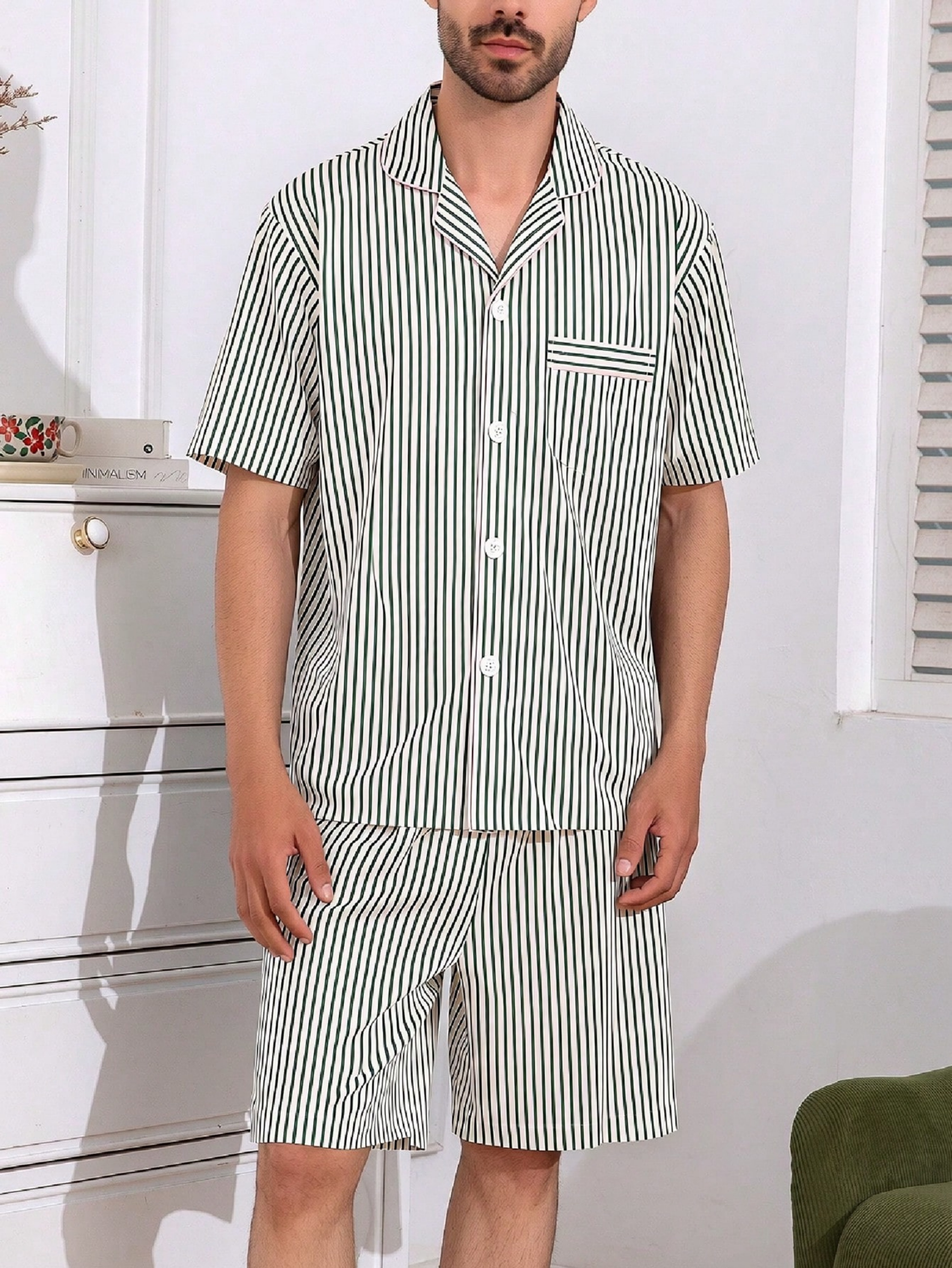 Multi-Color Striped Shirt and Short Pyjama Set