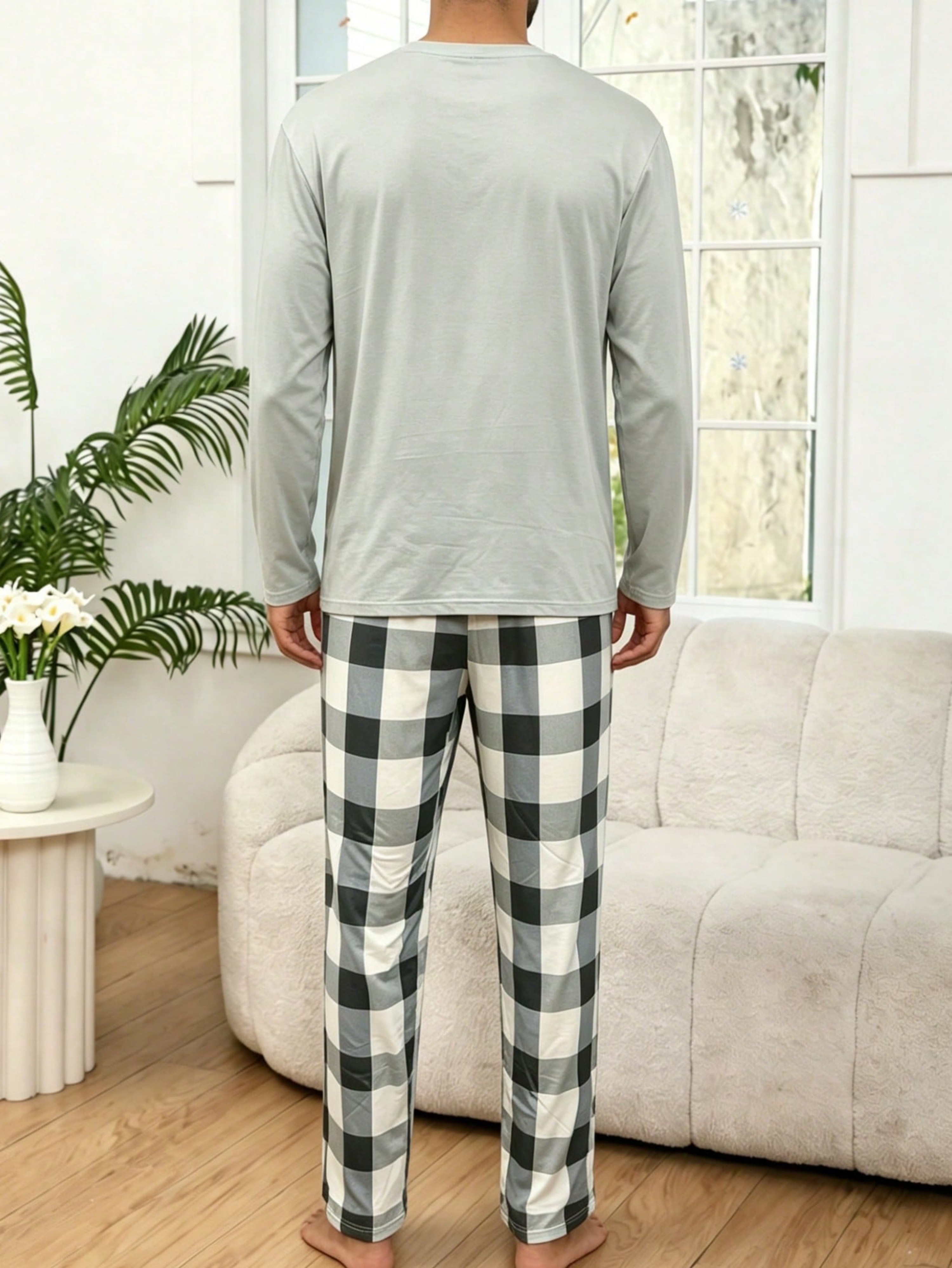 Plaid Lounge Pyjama Set - Long Sleeve and Pants