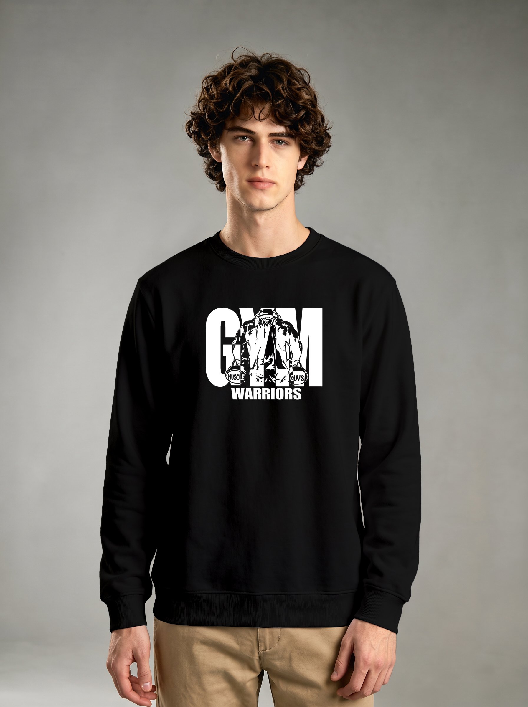 Black Graphic Print Crew Neck Sweatshirt