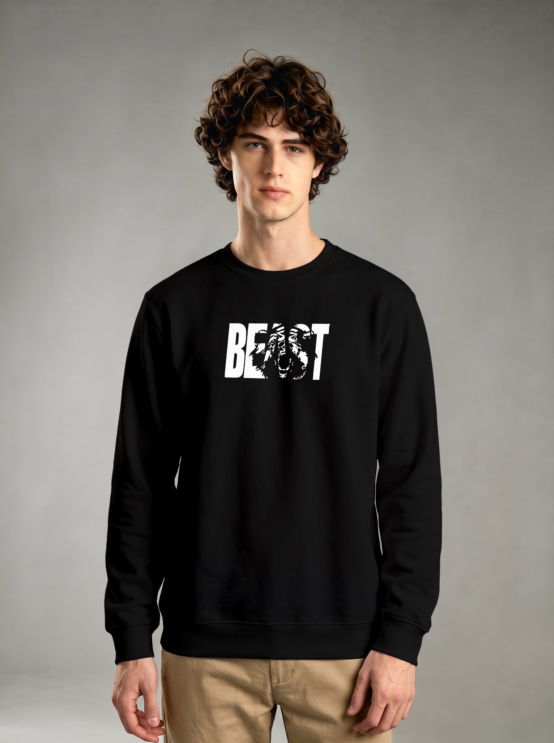 Black Graphic Print Crew Neck Long Sleeves Sweatshirt