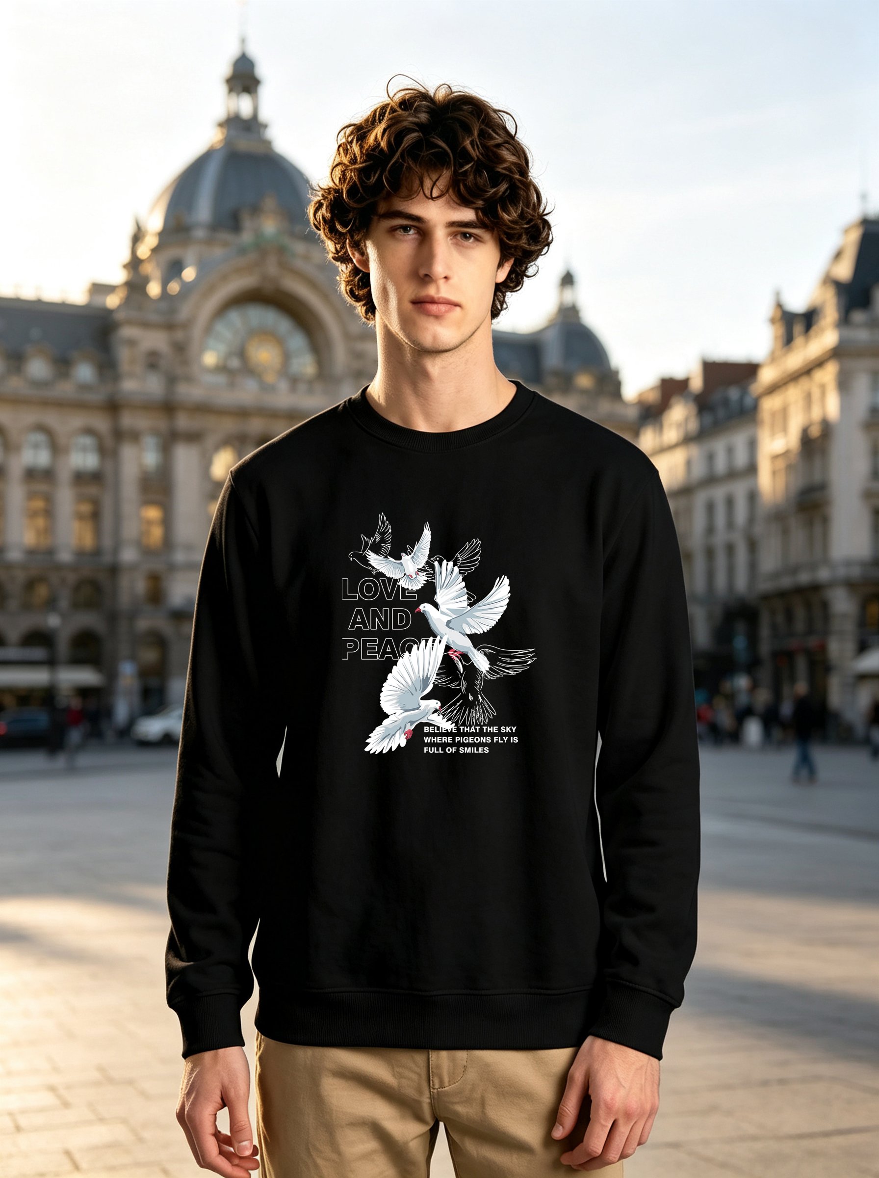 Black Graphic Print Crew Neck Sweatshirt