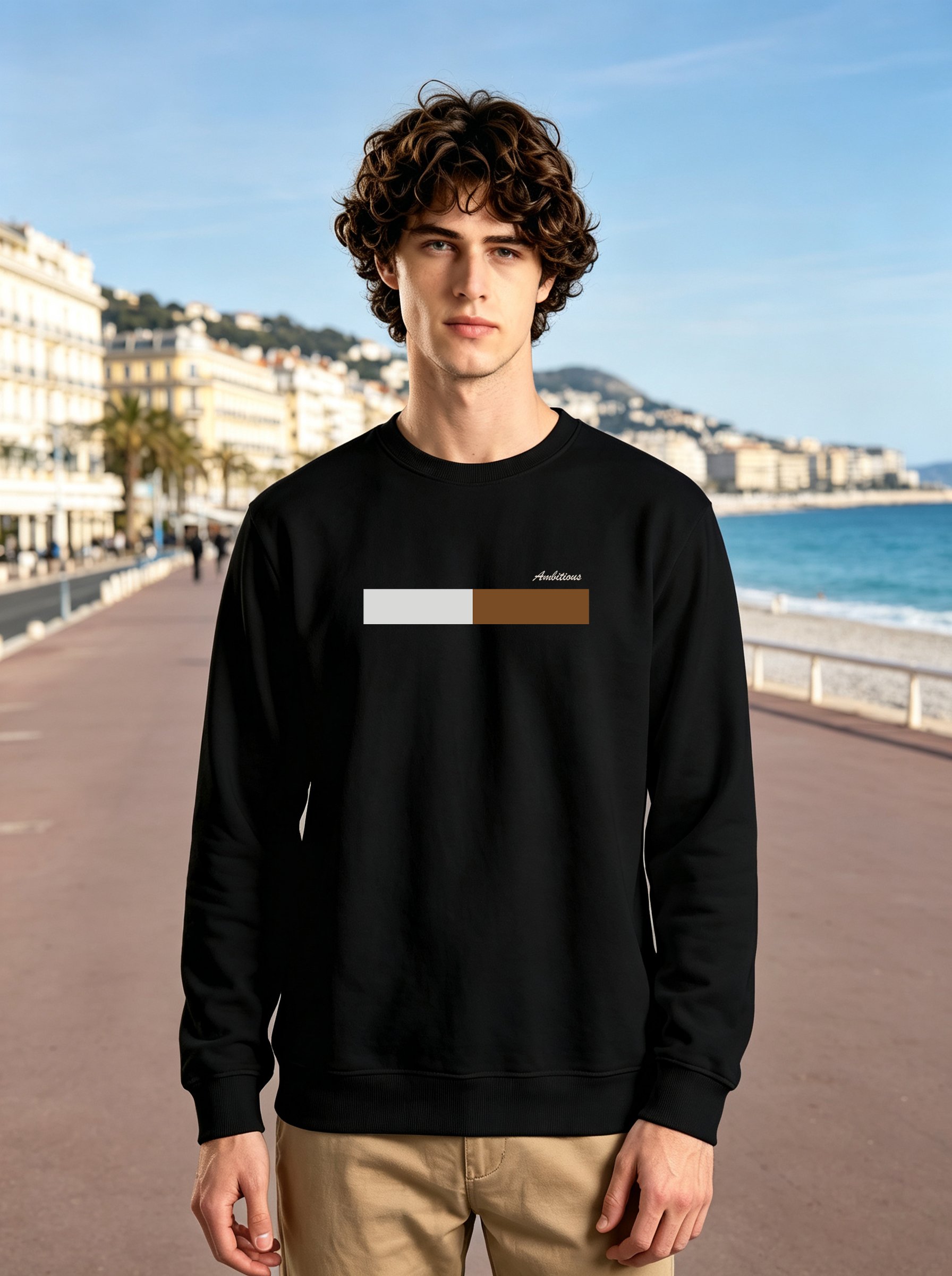 Black Graphic Print Crew Neck Sweatshirt