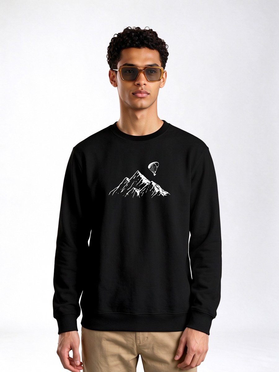 Black Graphic Print Round Neck Regular Fit T-Shirt