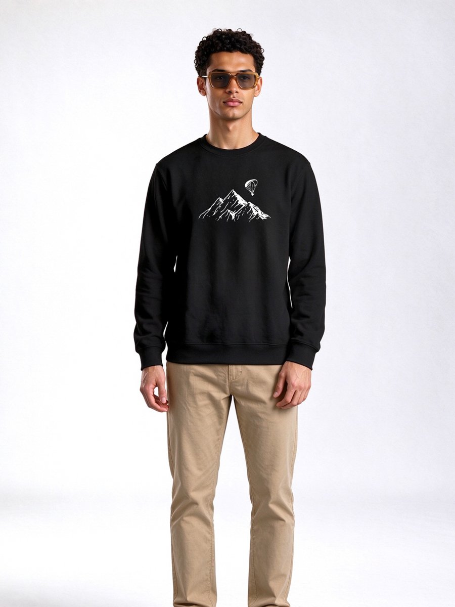 Black Graphic Print Round Neck Regular Fit T-Shirt