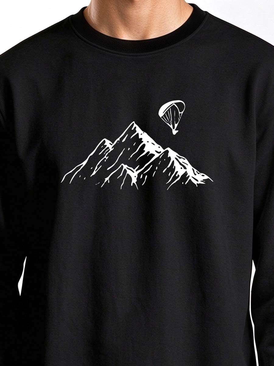 Black Graphic Print Round Neck Regular Fit T-Shirt