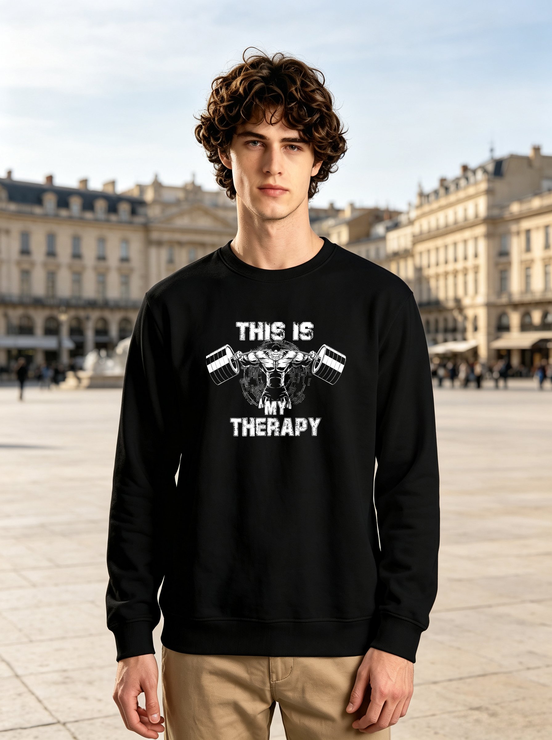 Black Graphic Print Crew Neck Long Sleeves Sweatshirt
