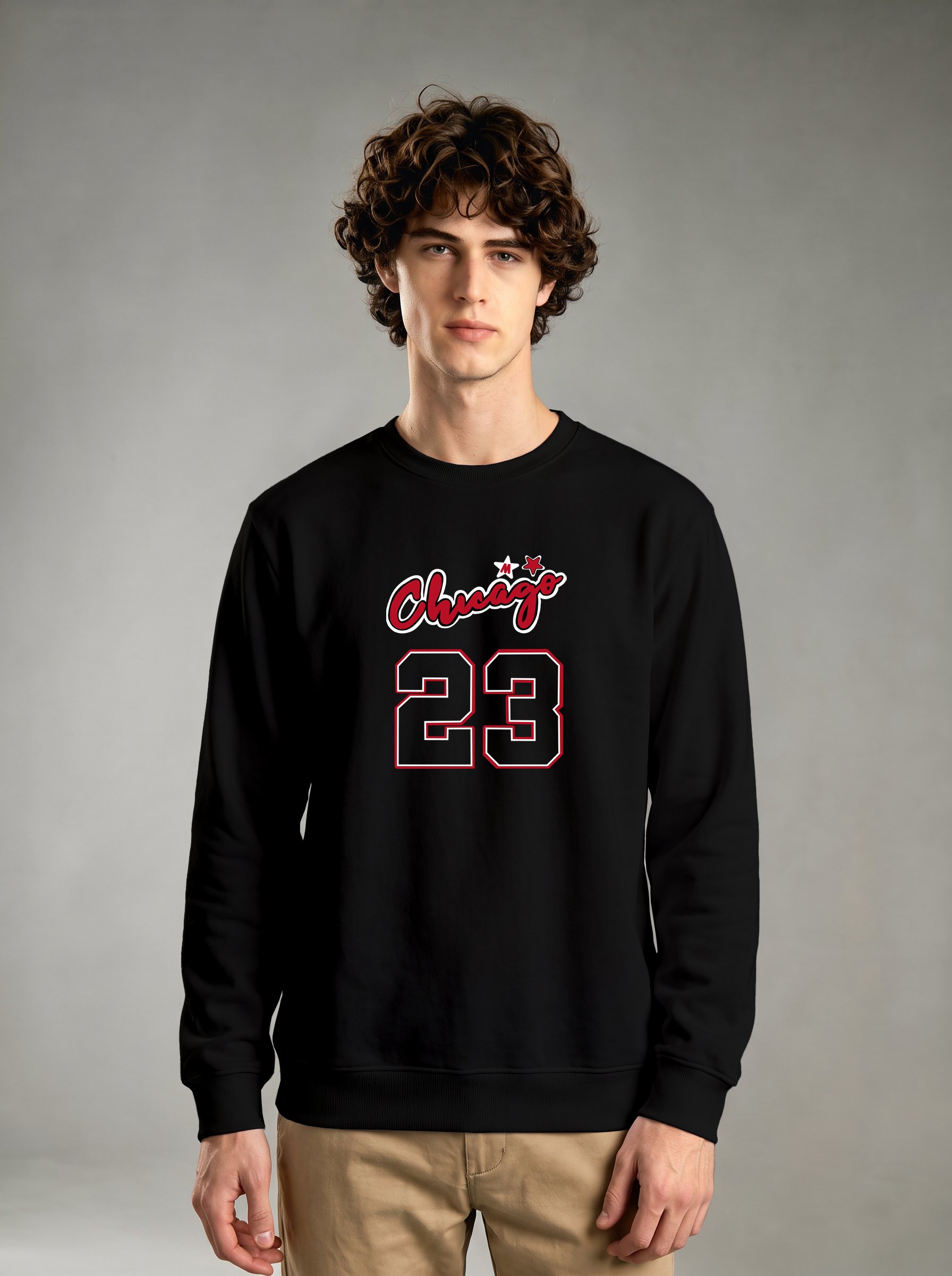 Black Graphic Print Crew Neck Sweatshirt