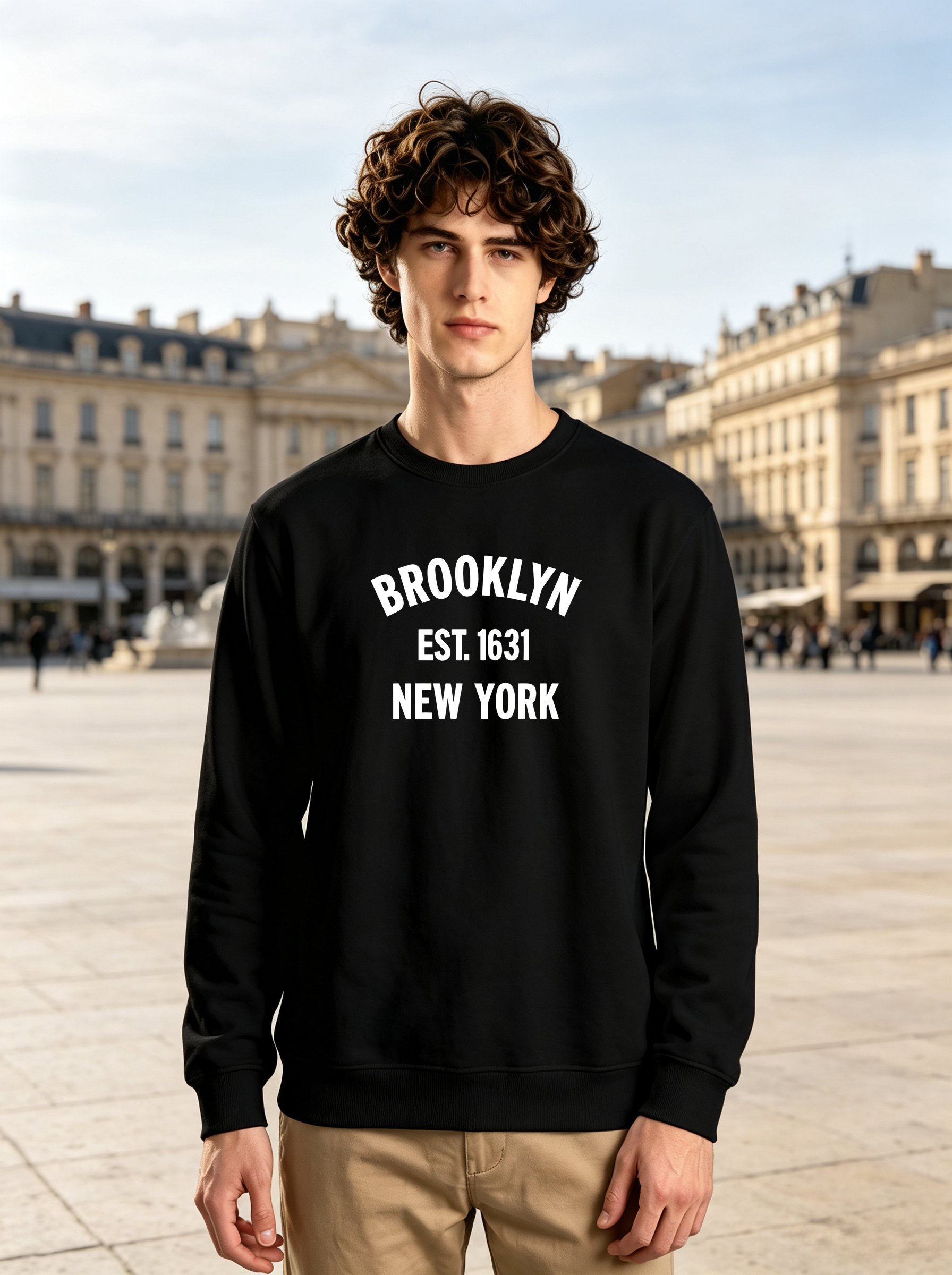 Black Slogan Crew Neck Long Sleeves Sweatshirt