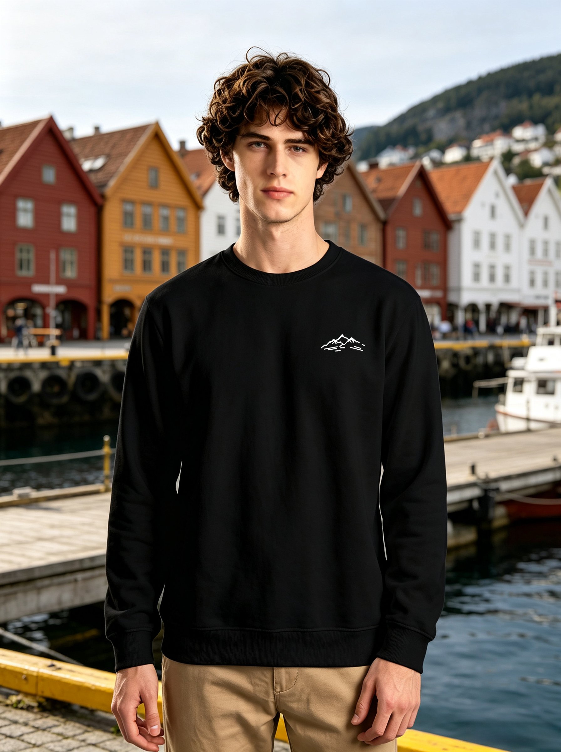Black Mountain Logo Crew Neck Long Sleeves Sweatshirt