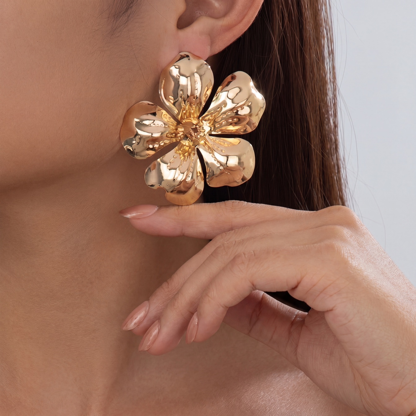 Gold Flower Stud Earrings