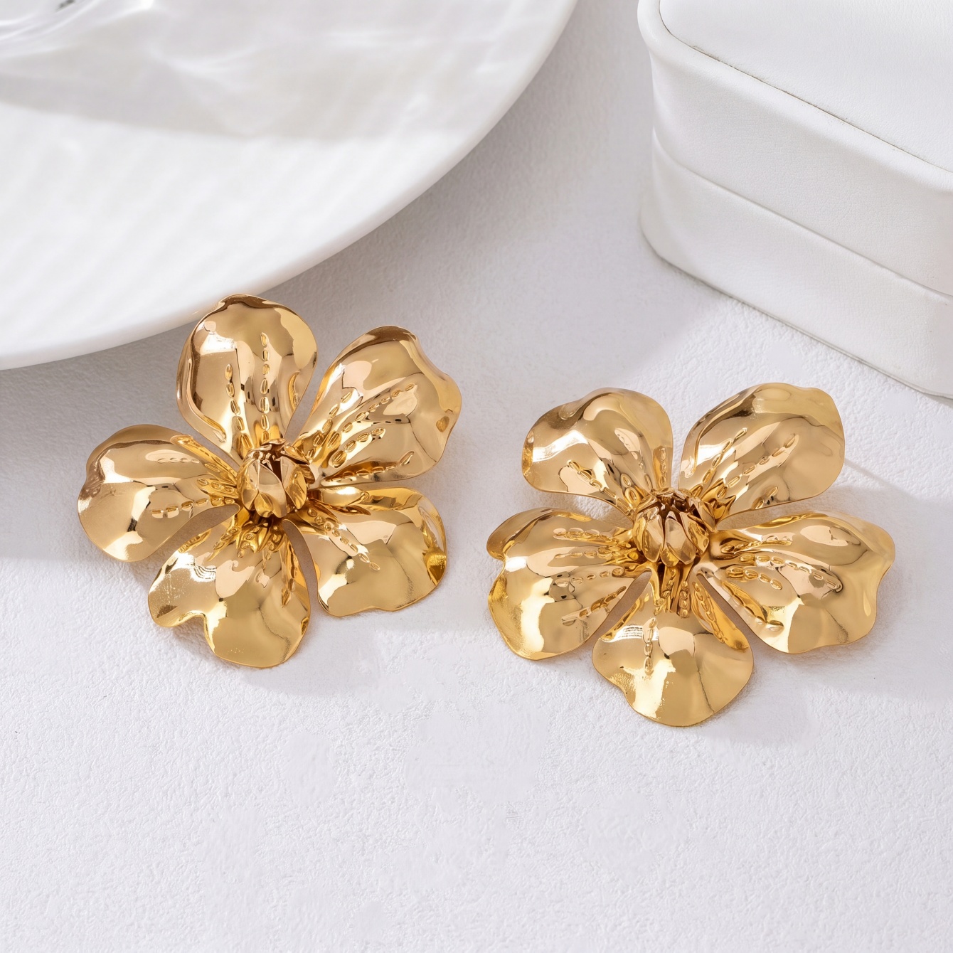 Gold Flower Stud Earrings