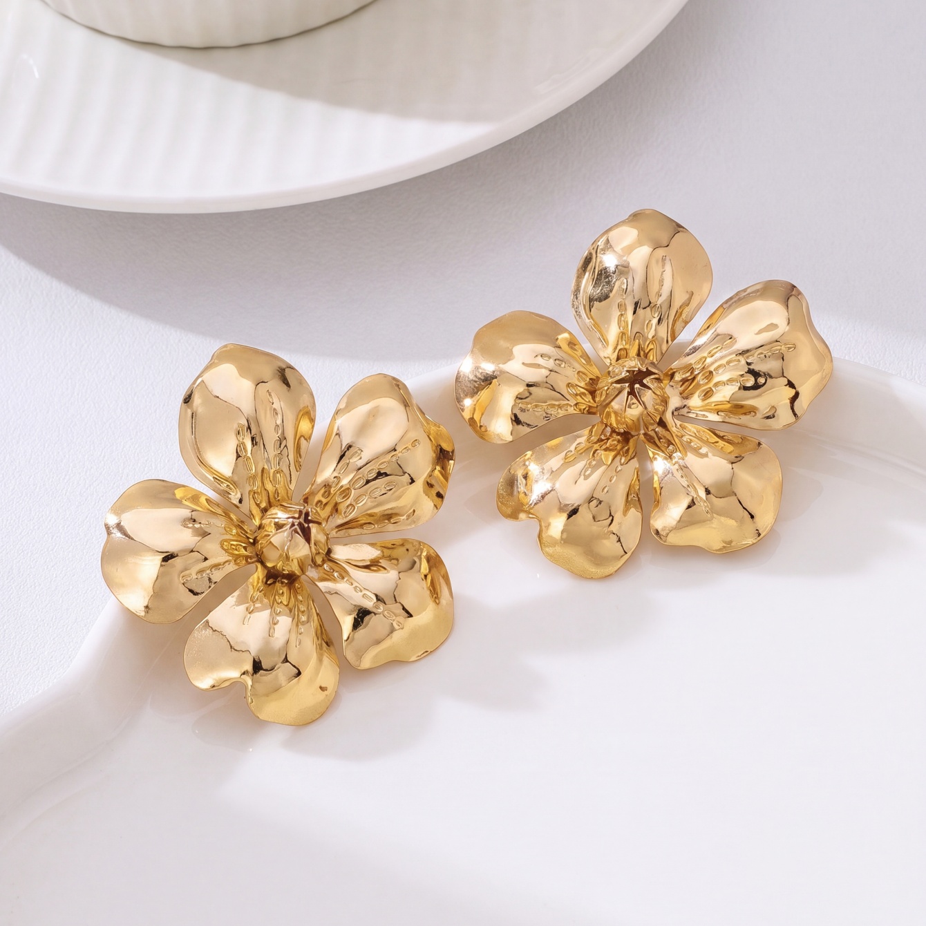 Gold Flower Stud Earrings
