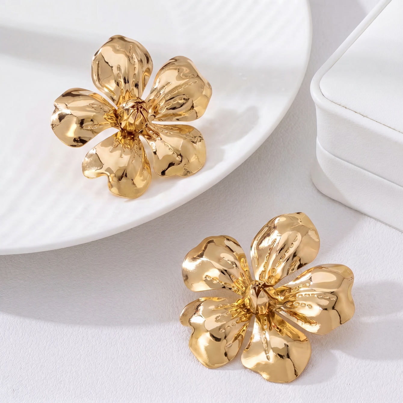 Gold Flower Stud Earrings