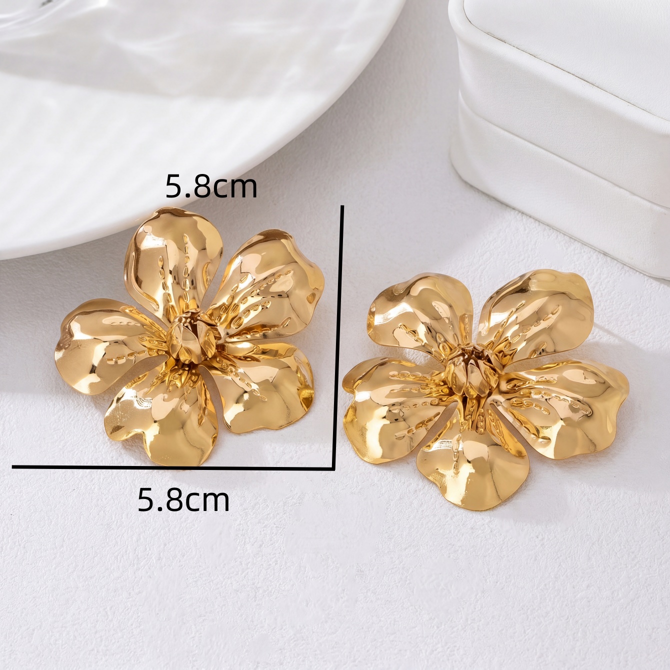 Gold Flower Stud Earrings