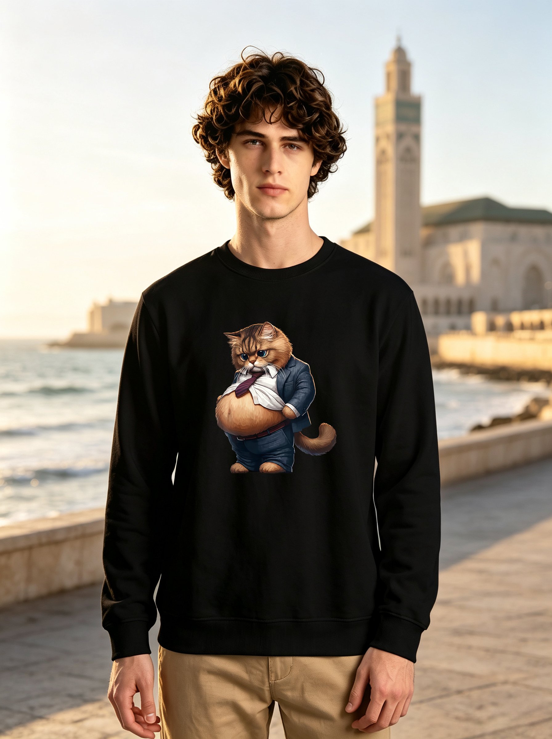 Black Graphic Print Crew Neck Long Sleeves Sweatshirt