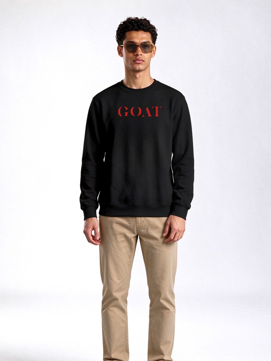 Black Solgan Print Crew Neck Sweatshirt