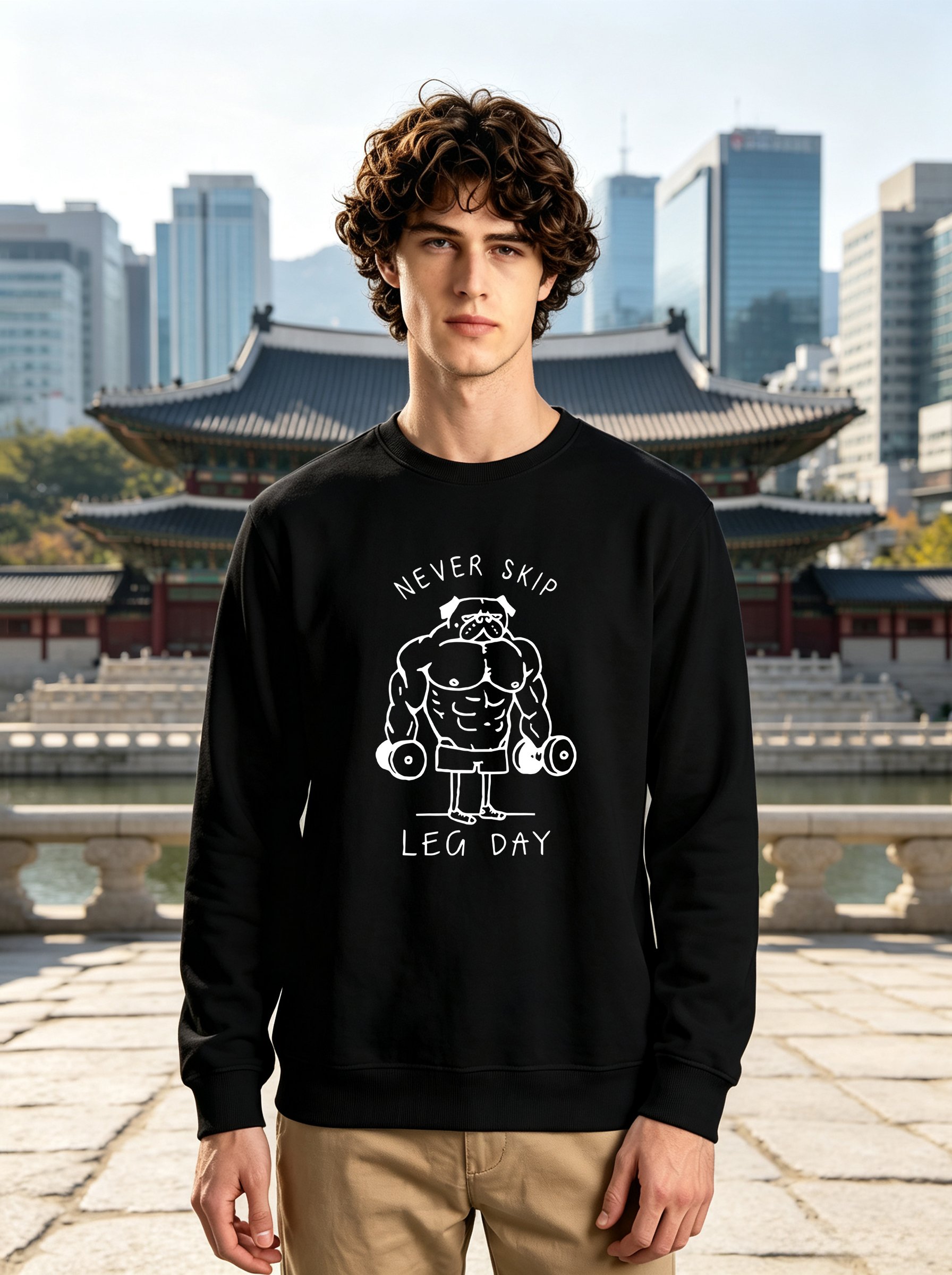 Black Graphic Printed Long Sleeves Pullover Sweatshirt