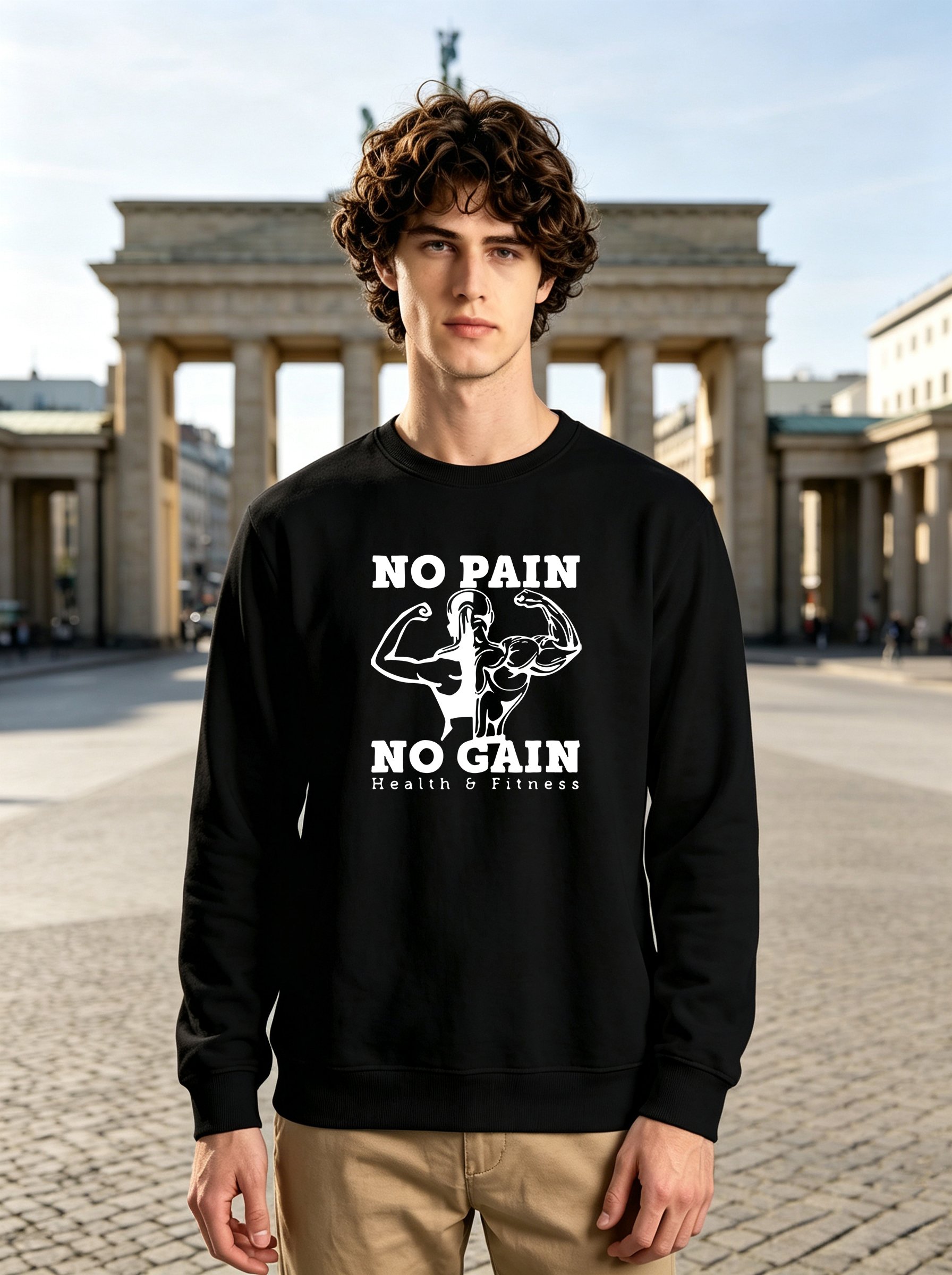 Black Graphic Print Long Sleeves Sweatshirt