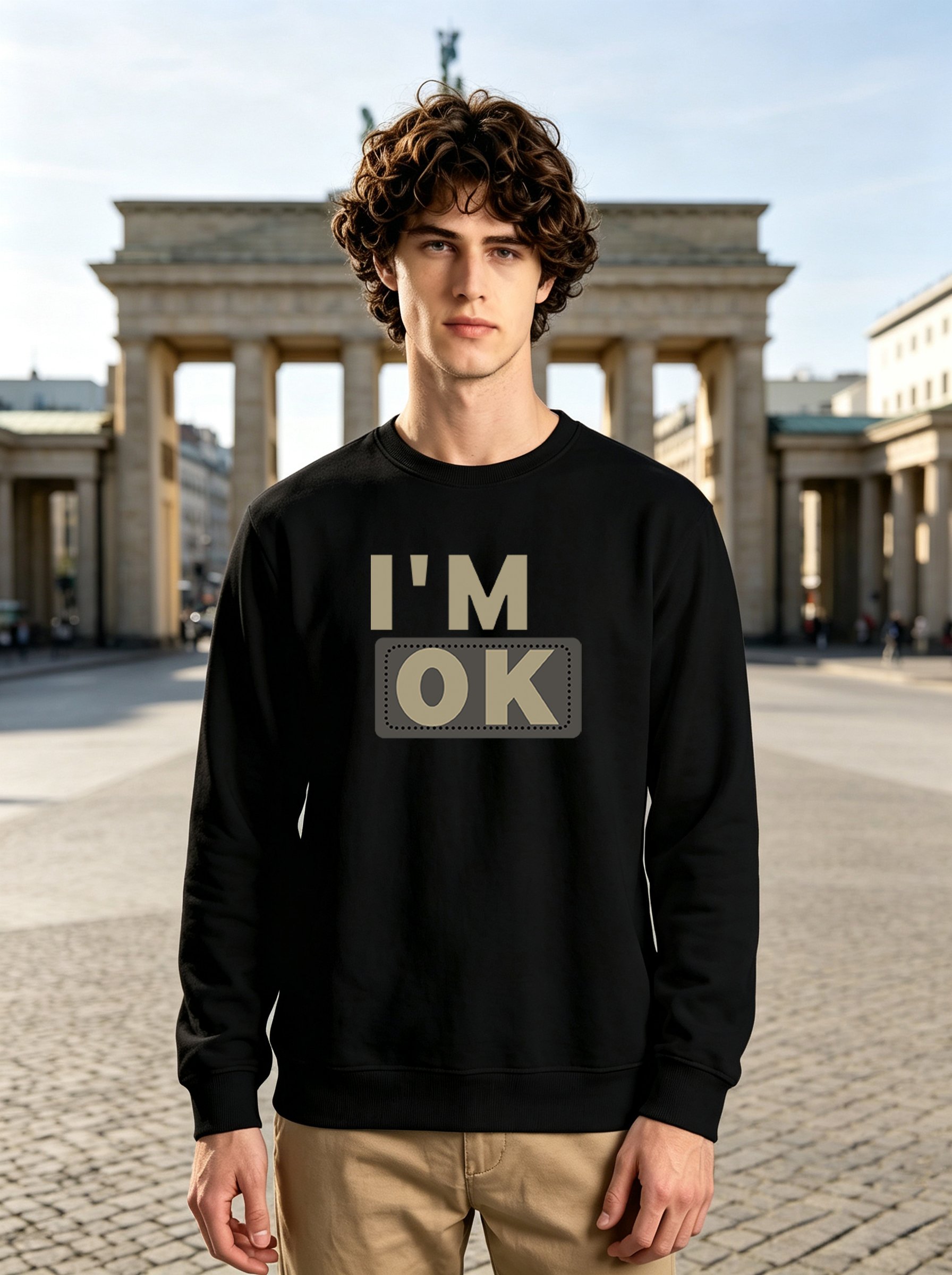 Black Slogan Print Crew Neck Sweatshirt