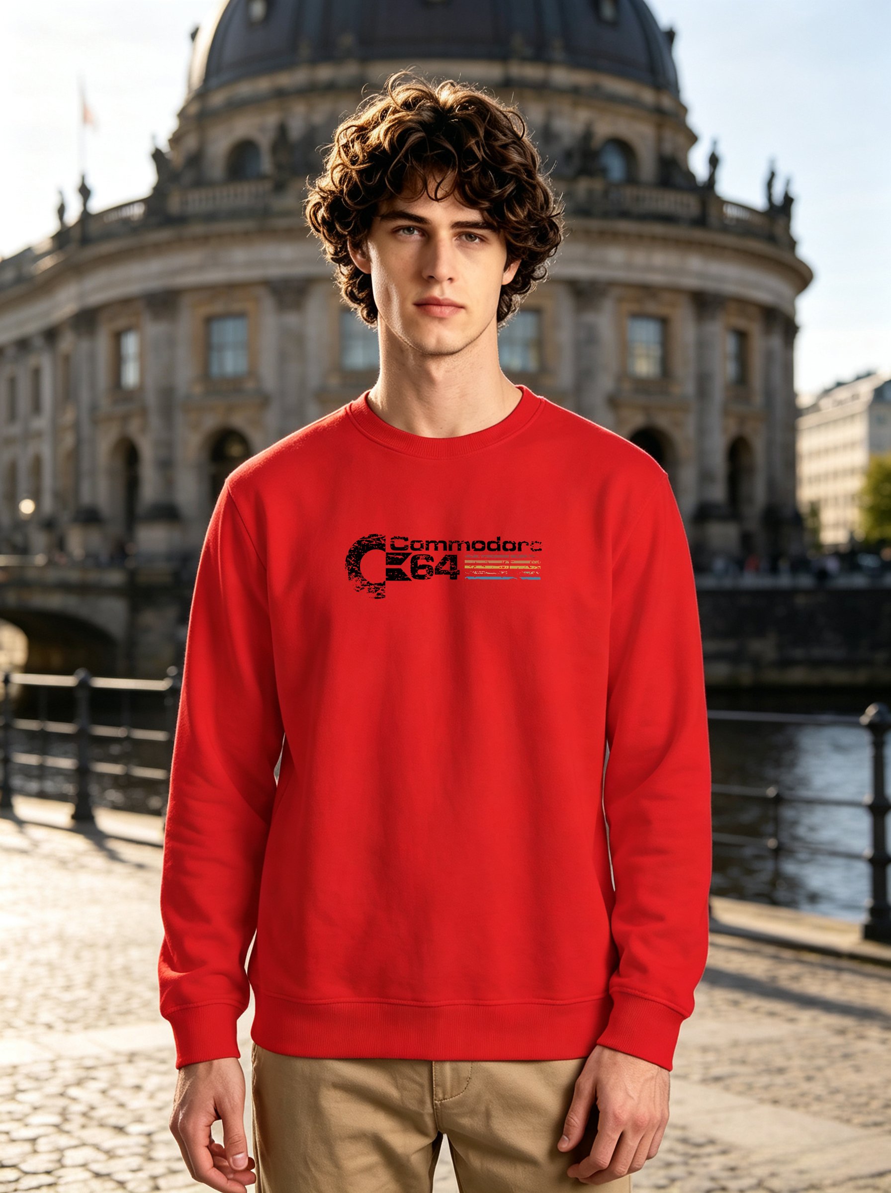Red Graphic Print Long Sleeves Sweatshirt