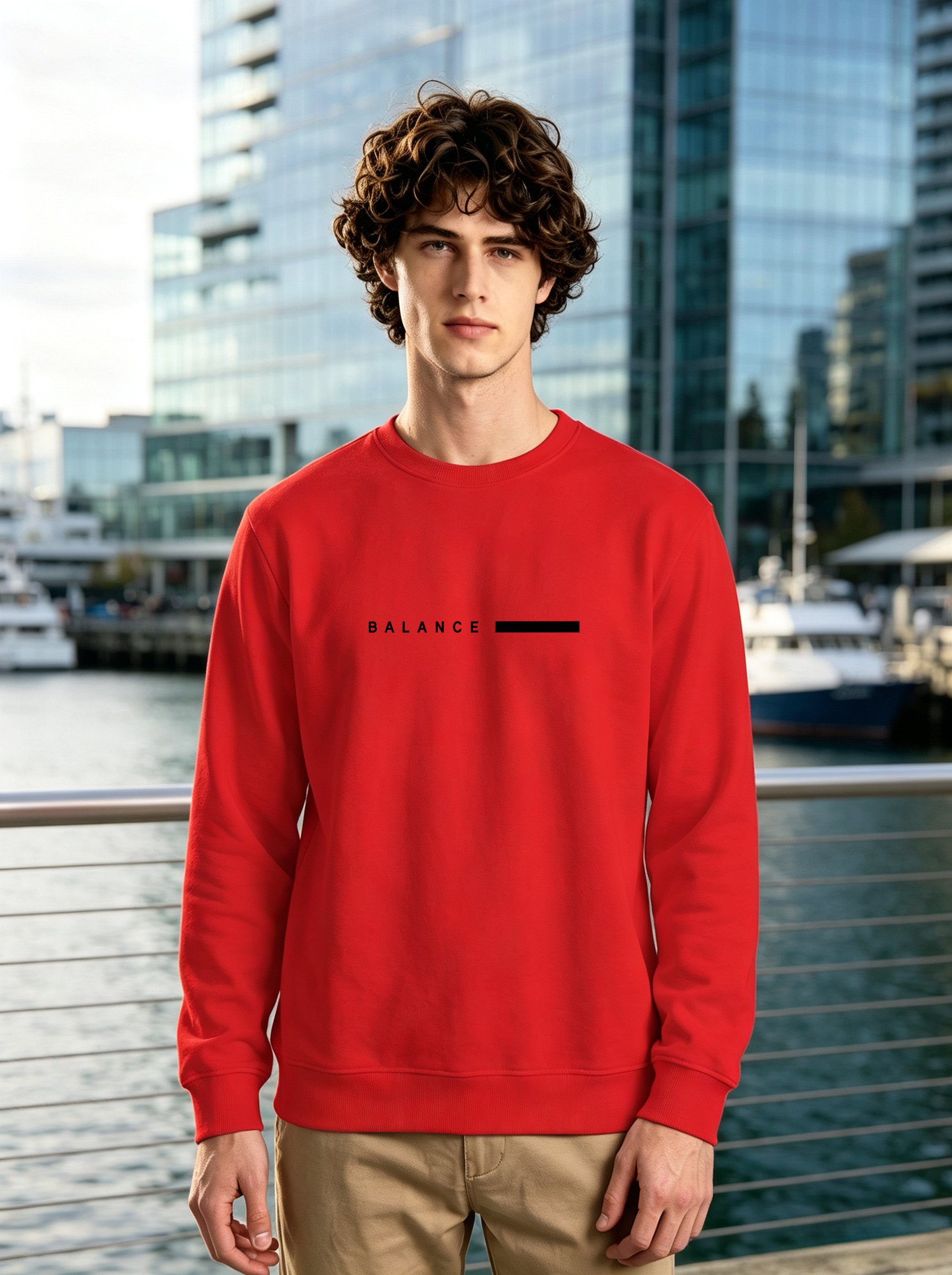Red Slogan Print Long Sleeves Sweatshirt