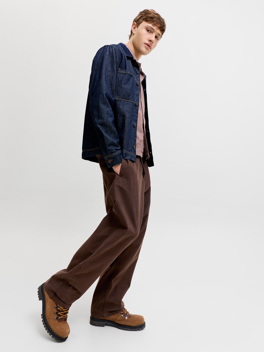 Brown JPSTALEX Wide leg Denim Trousers