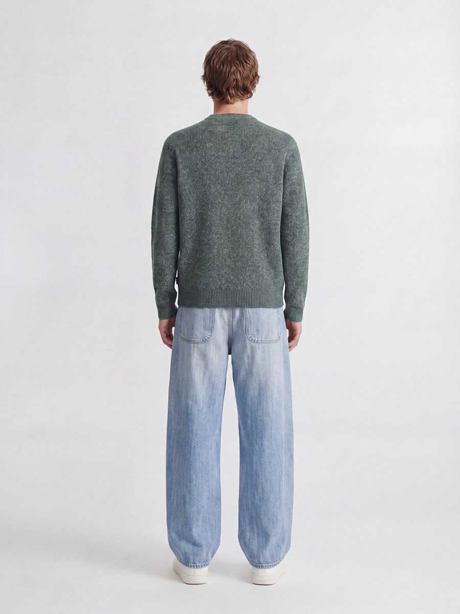 Olive JORFREDERIKSBERG Textured Knit Round Neck Sweater